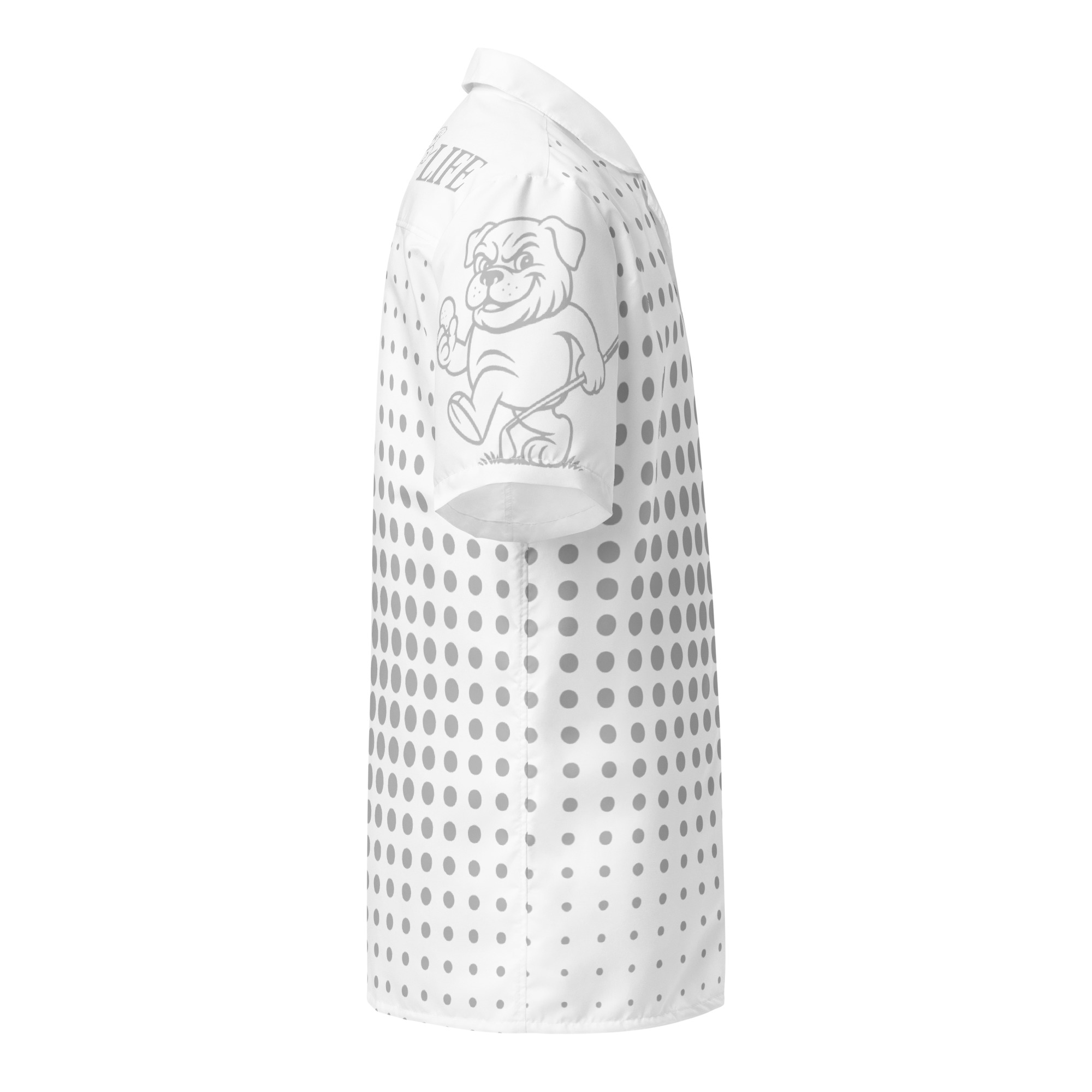 Ruff Life "Fade" Silver on White Button Up Golf Shirt