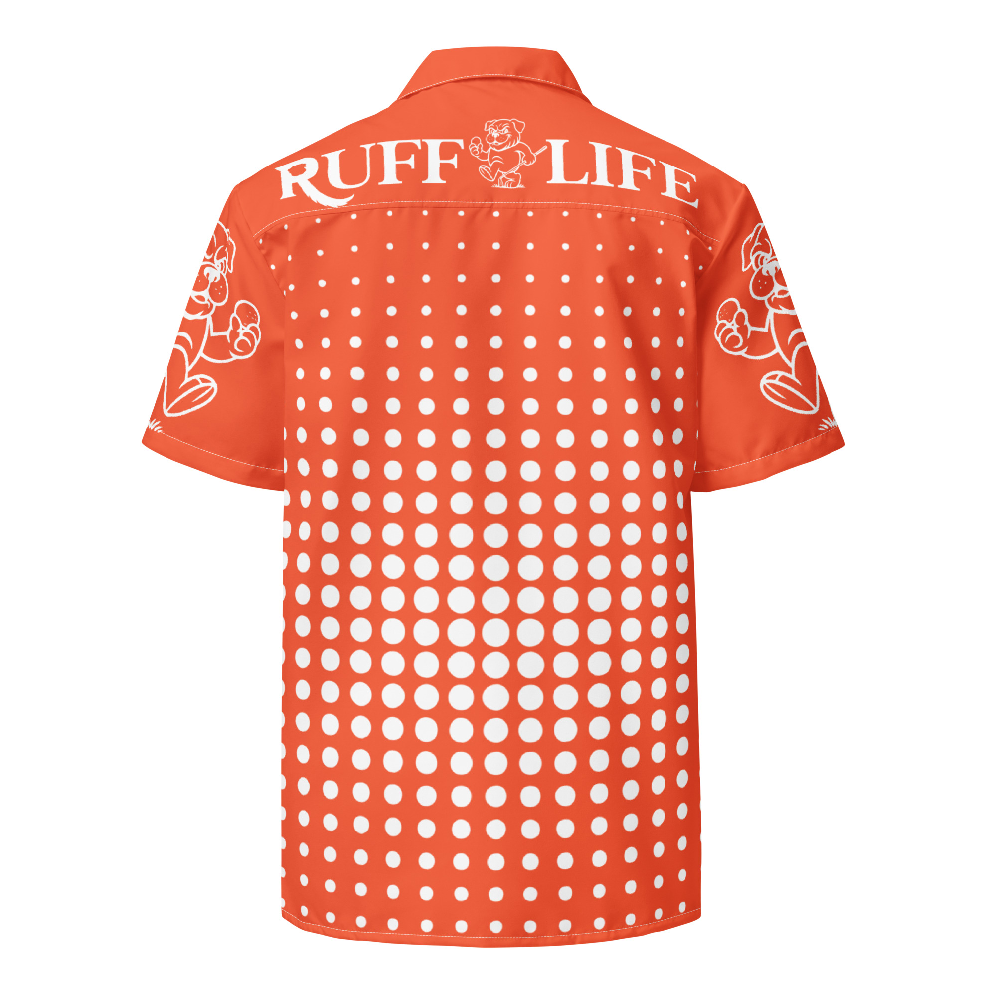 Ruff Life's "Fade" White on Orange Button Up Golf Shirt