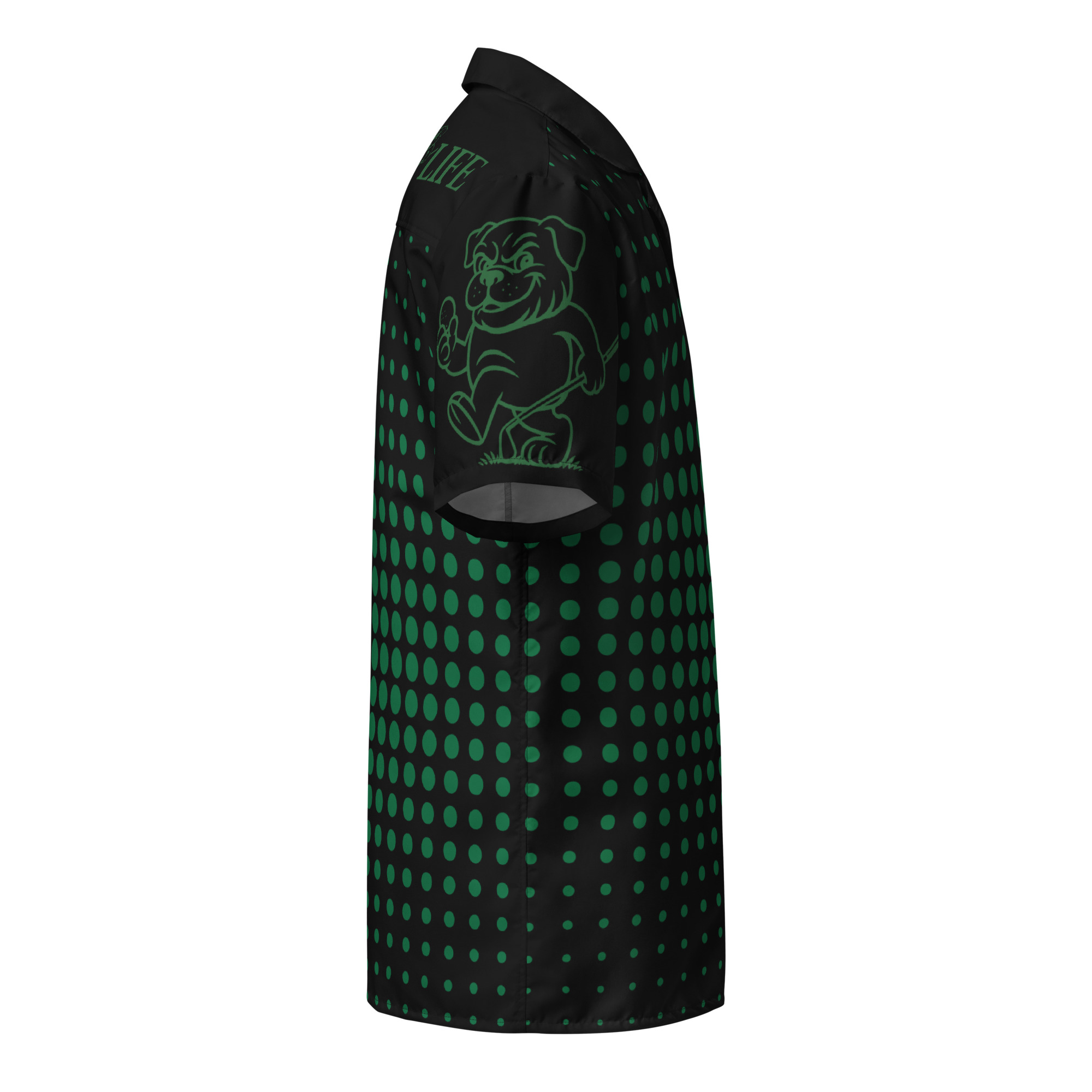 Ruff Life "Fade" Green on Black Button Up Golf Shirt