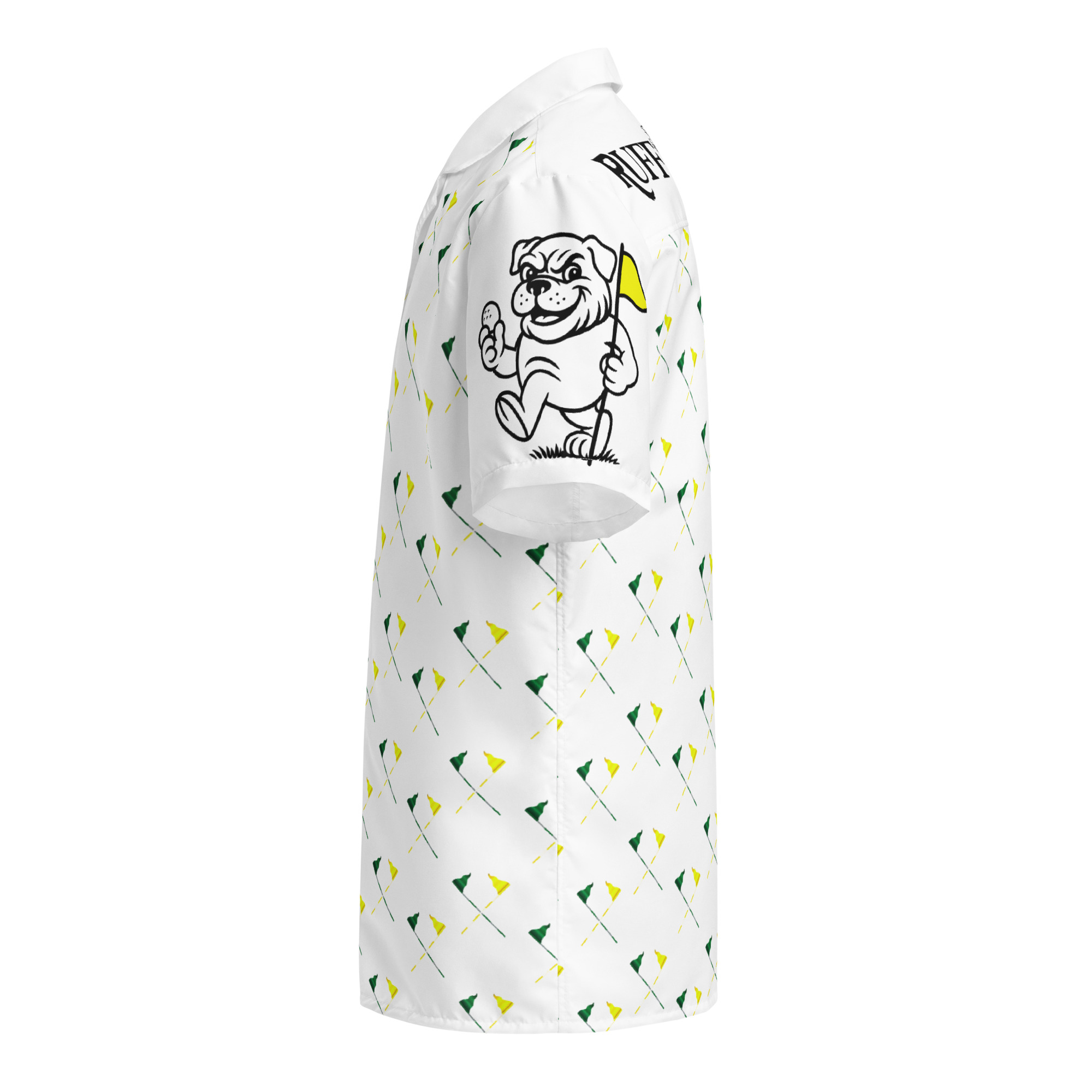 Ruff Life's "Pull the Pin" Golf Shirt (Green and Gold)