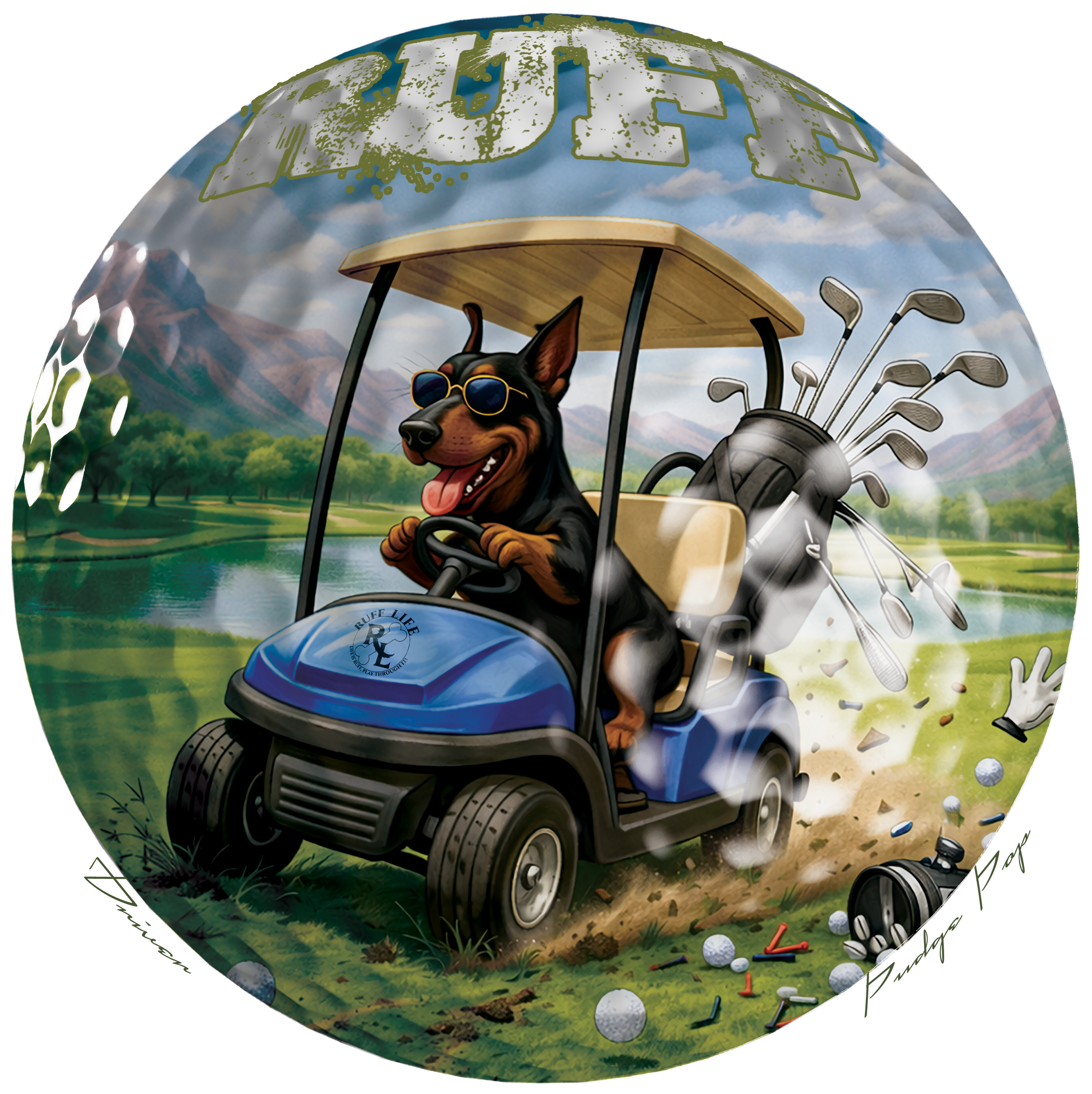 Ruff Life's "Driver" Doberman Golf Tee