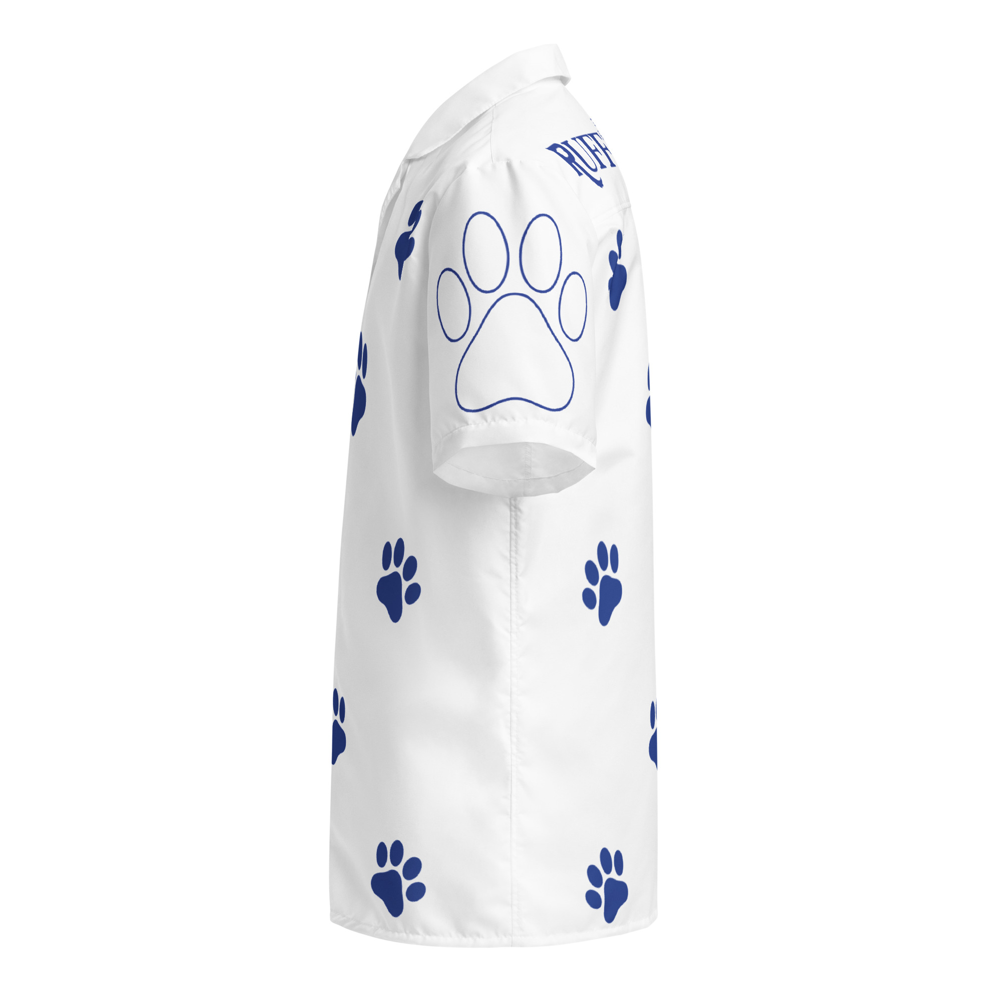 Ruff Life's "Footwork" Golf Shirt (Blue on White)