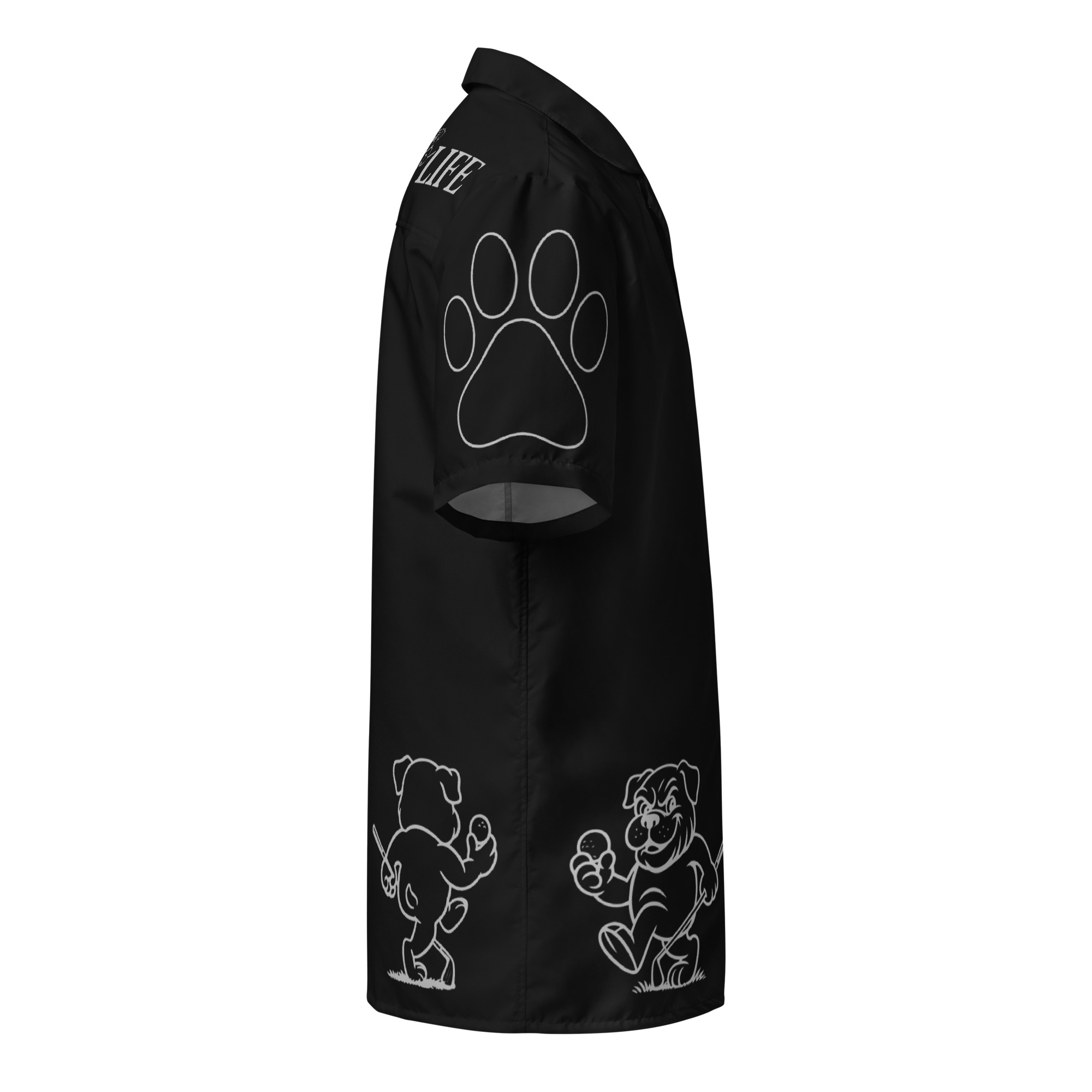 Ruff Life's "Footwork" Golf Shirt (Silver on Black)