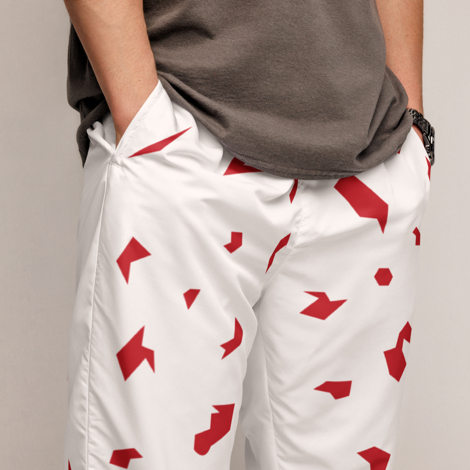 Ruff Life "Slice" Red on White Unisex track pants