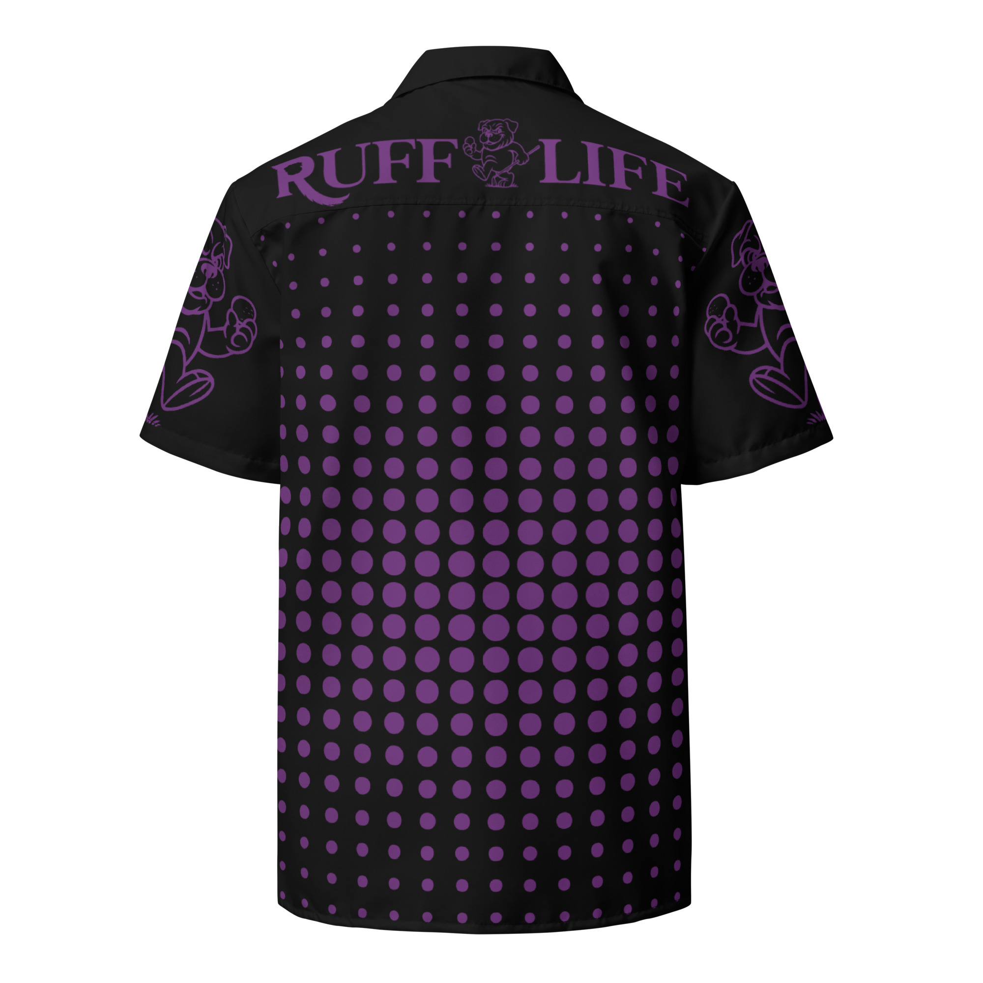 Ruff Life "Fade" Purple on Black Button Up Golf Shirt