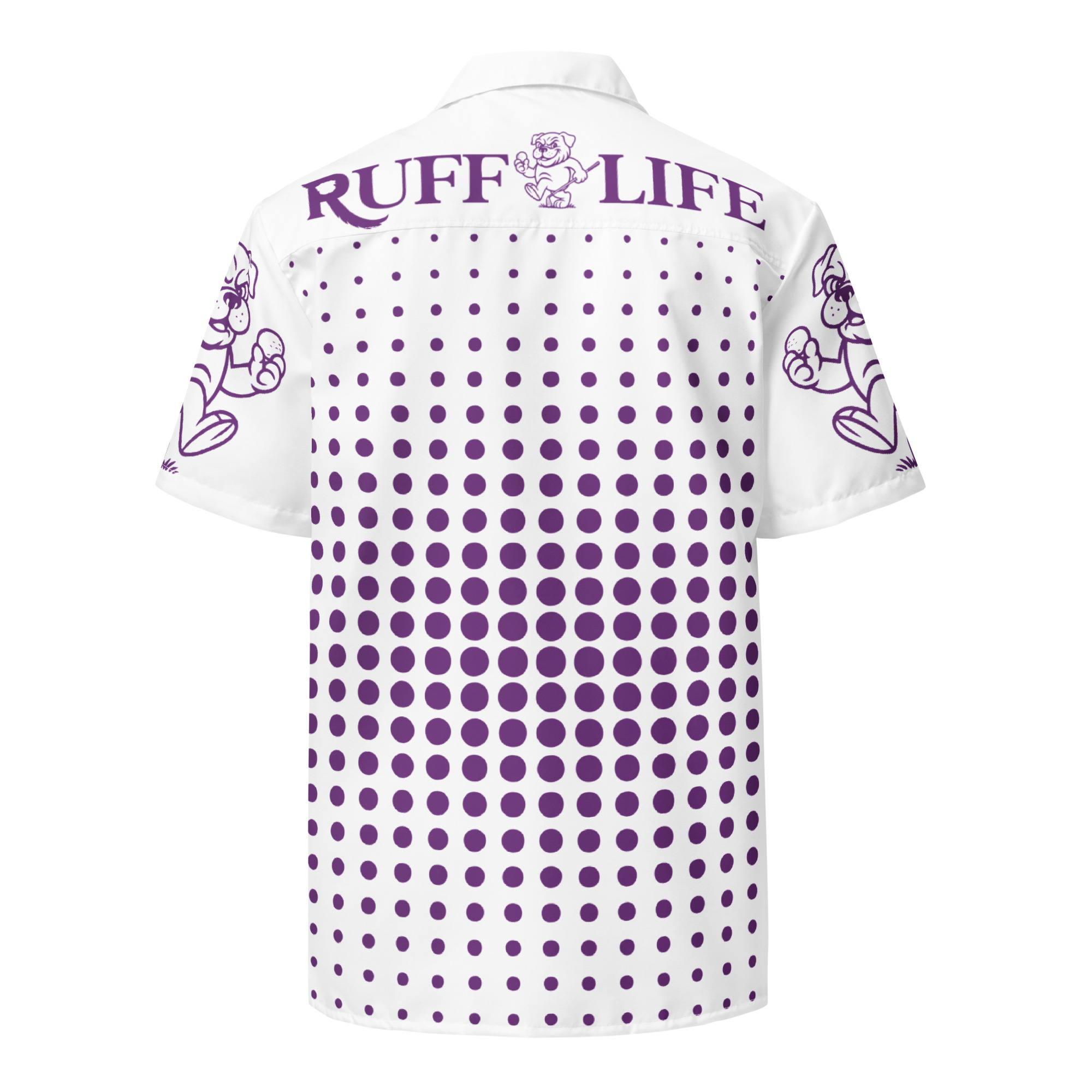 Ruff Life "Fade" Purple on White Button Up Golf Shirt