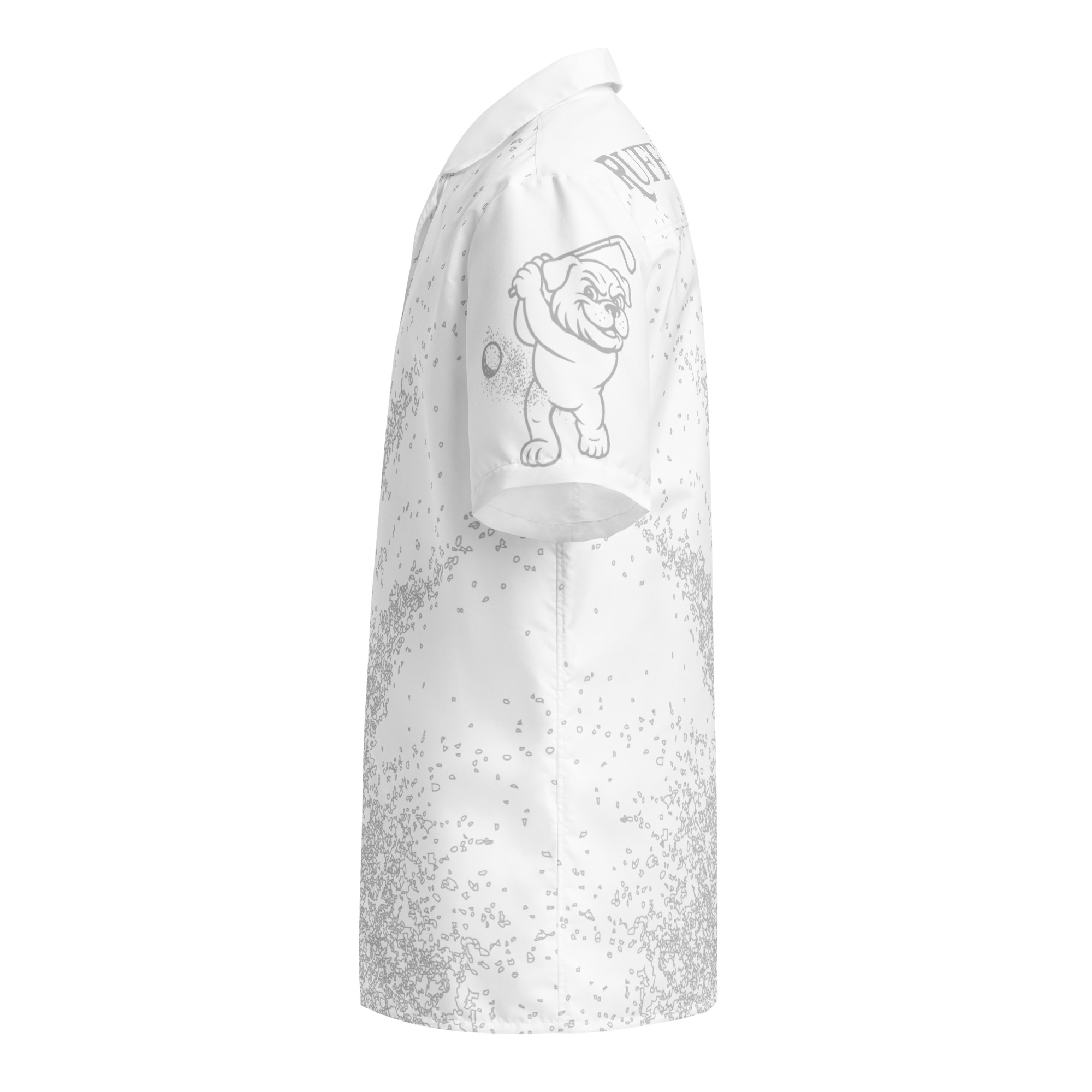 Ruff Life's "Blast Shot" Golf Shirt (Silver on White)