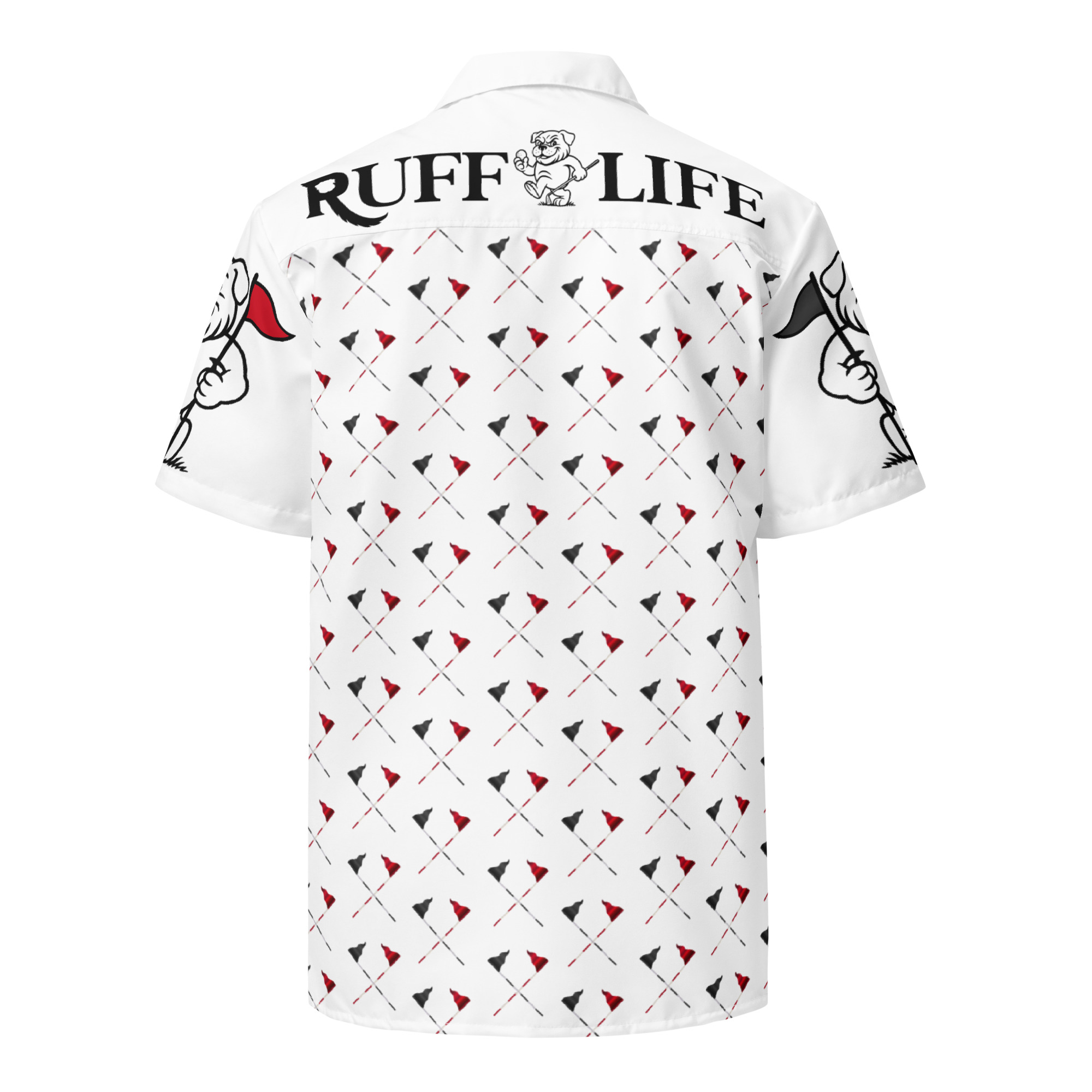 Ruff Life's "Pull the Pin" Golf Shirt (Black and Red)
