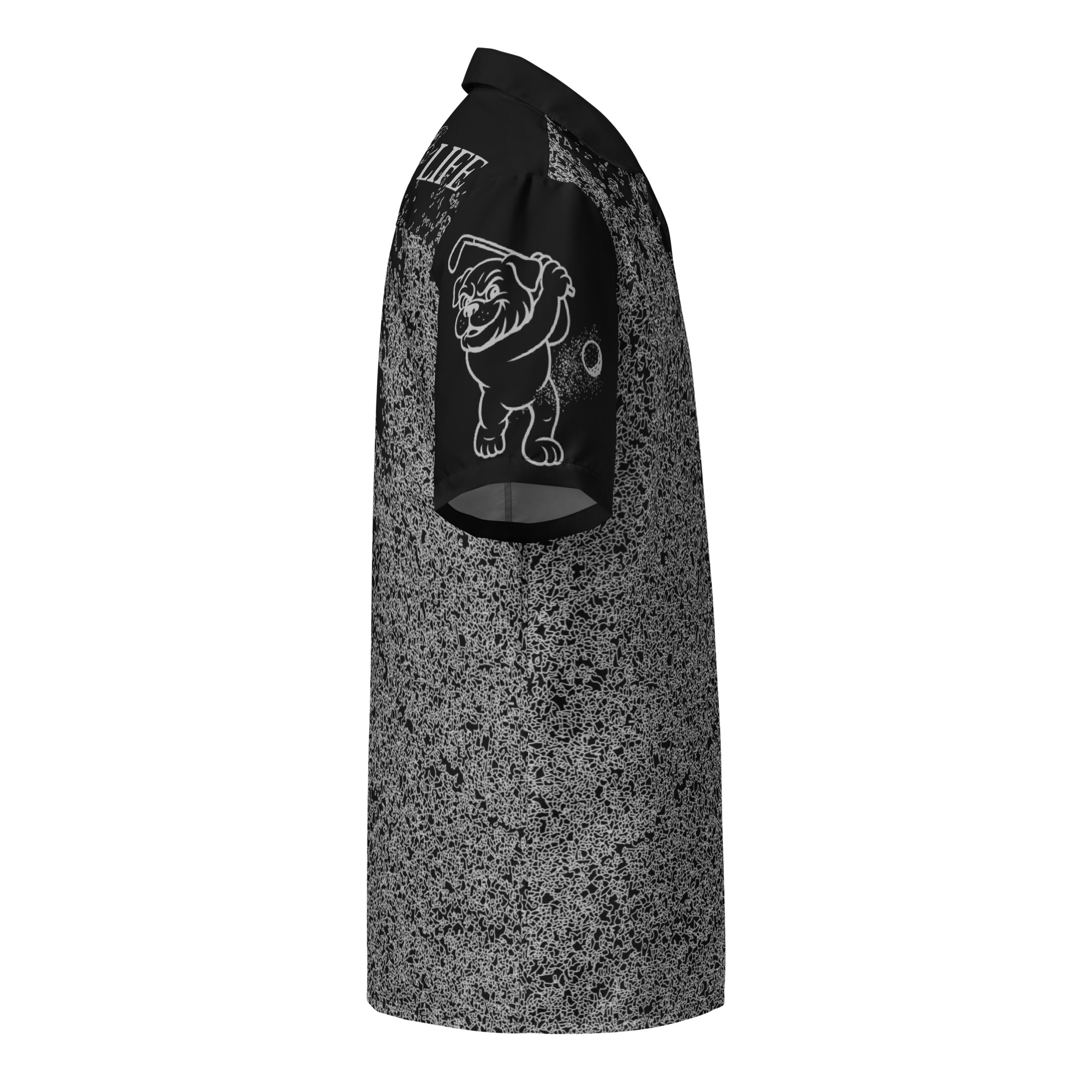 Ruff Life's "Blast Shot" Golf Shirt (Silver on Black)