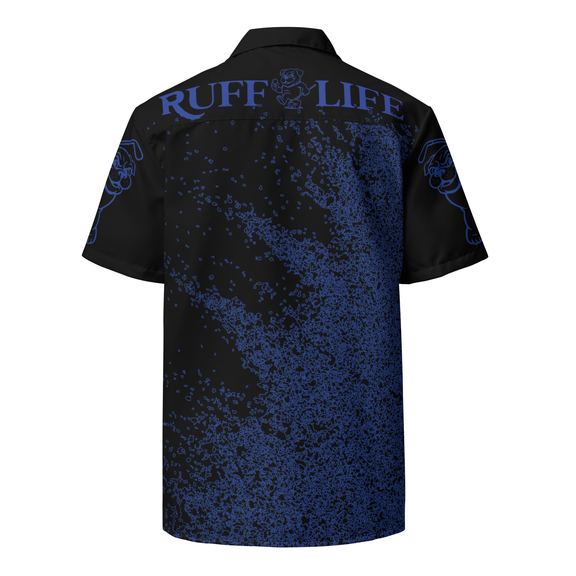 Ruff Life's "Blast Shot" Golf Shirt (Blue on Black)