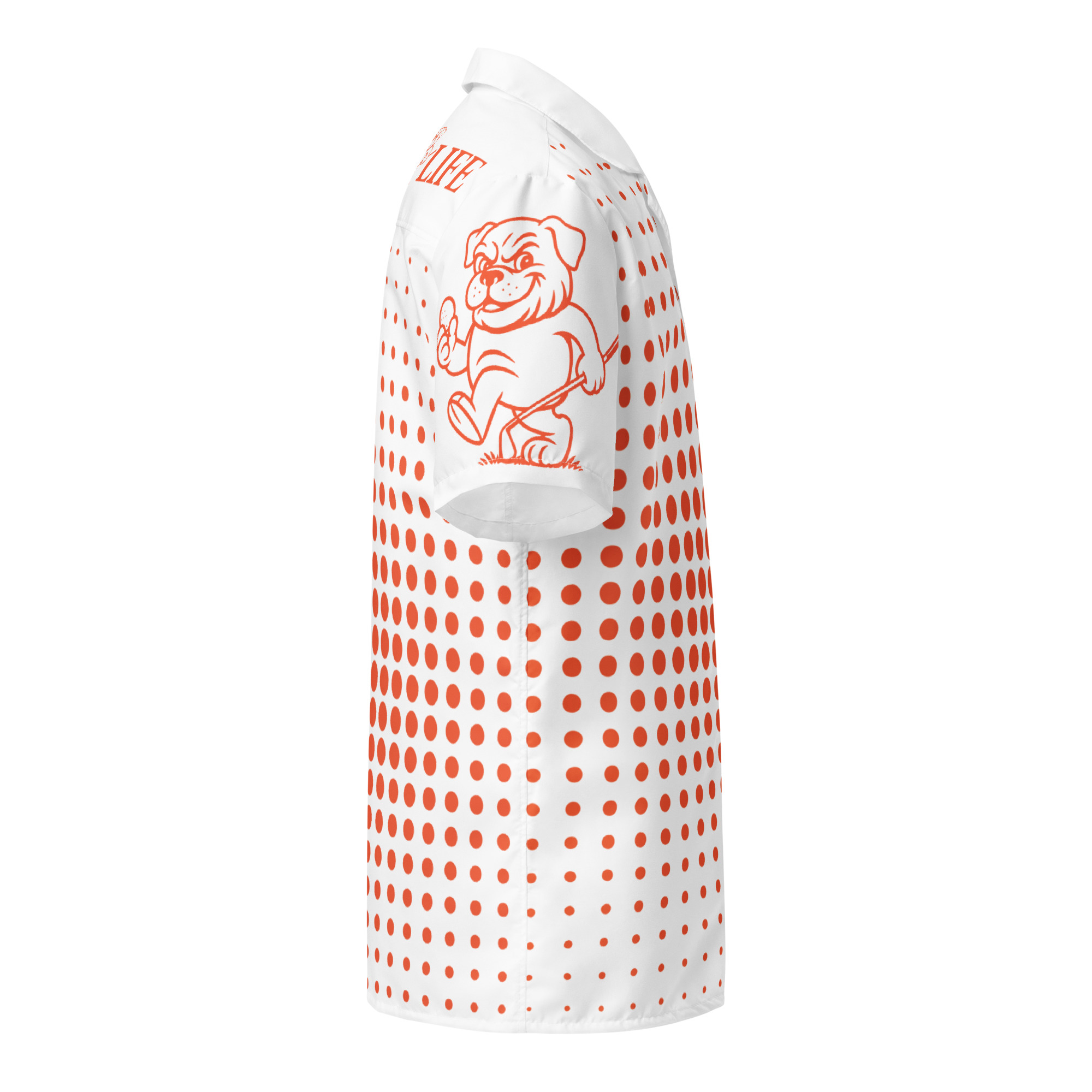 Ruff Life "Fade" Orange on White Button Up Golf Shirt