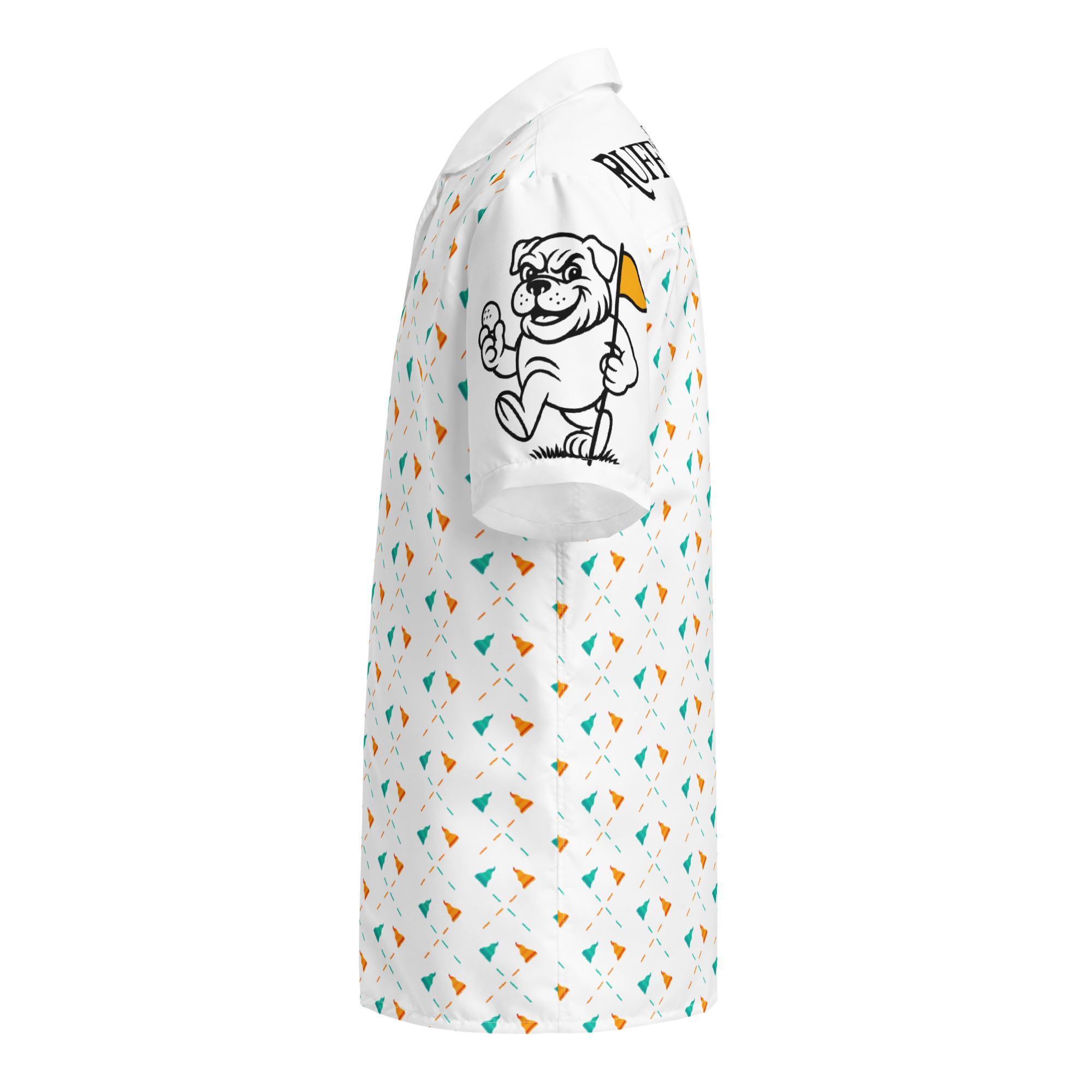 Ruff Life's "Pull the Pin" Golf Shirt (Aqua and Orange)