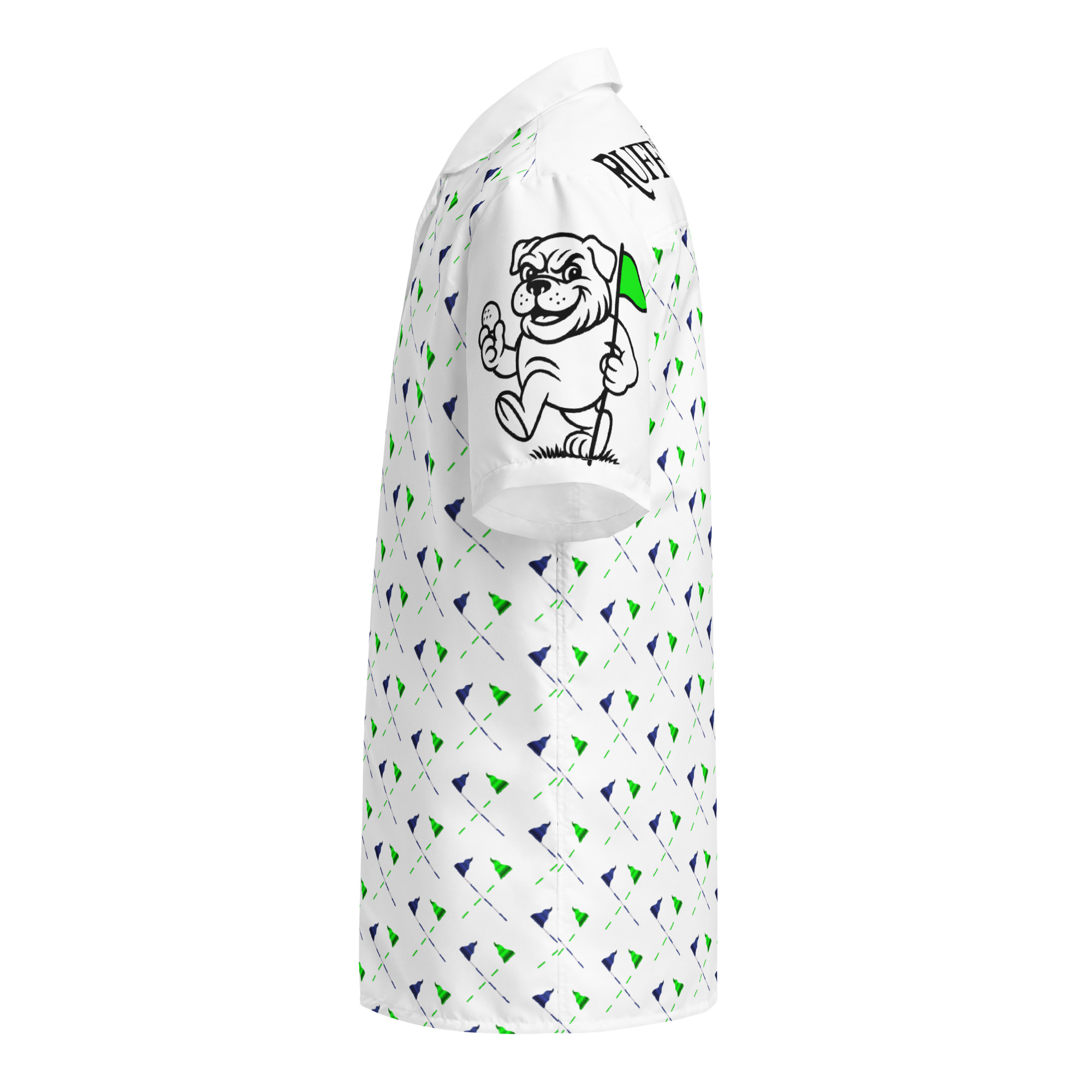 Ruff Life's "Pull the Pin" Golf Shirt (Blue and Green)