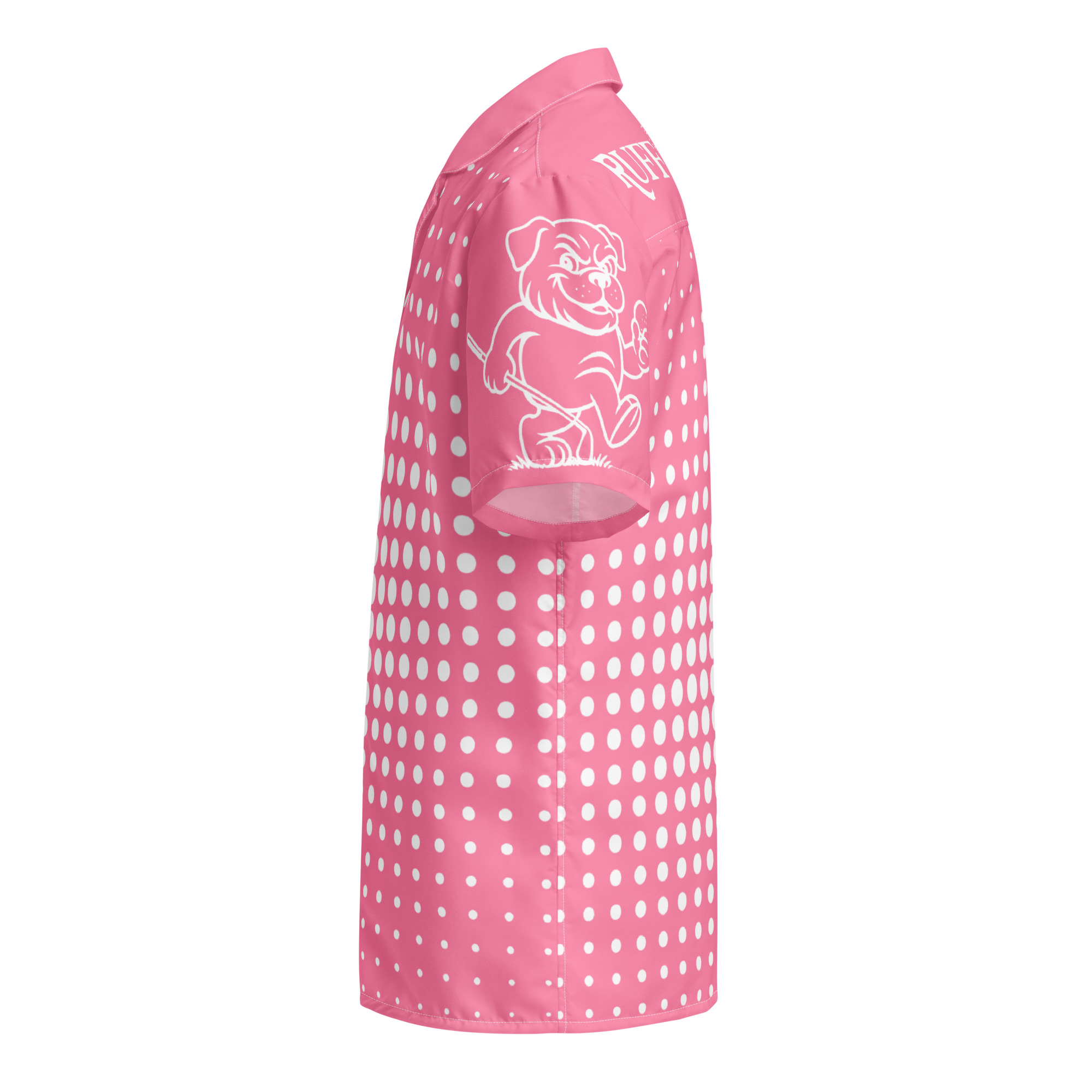 Ruff Life's "Fade" White on Pink Button Up Golf Shirt