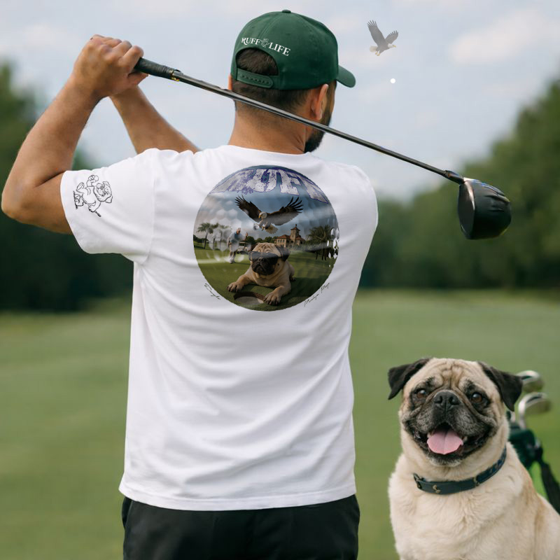 Ruff Life's "Eagle" Pug Golf T-Shirt