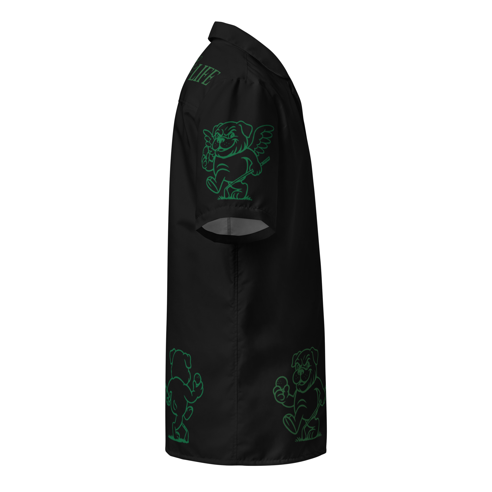 Ruff Life's "Chasing Birdies" Golf Shirt (Green on Black)