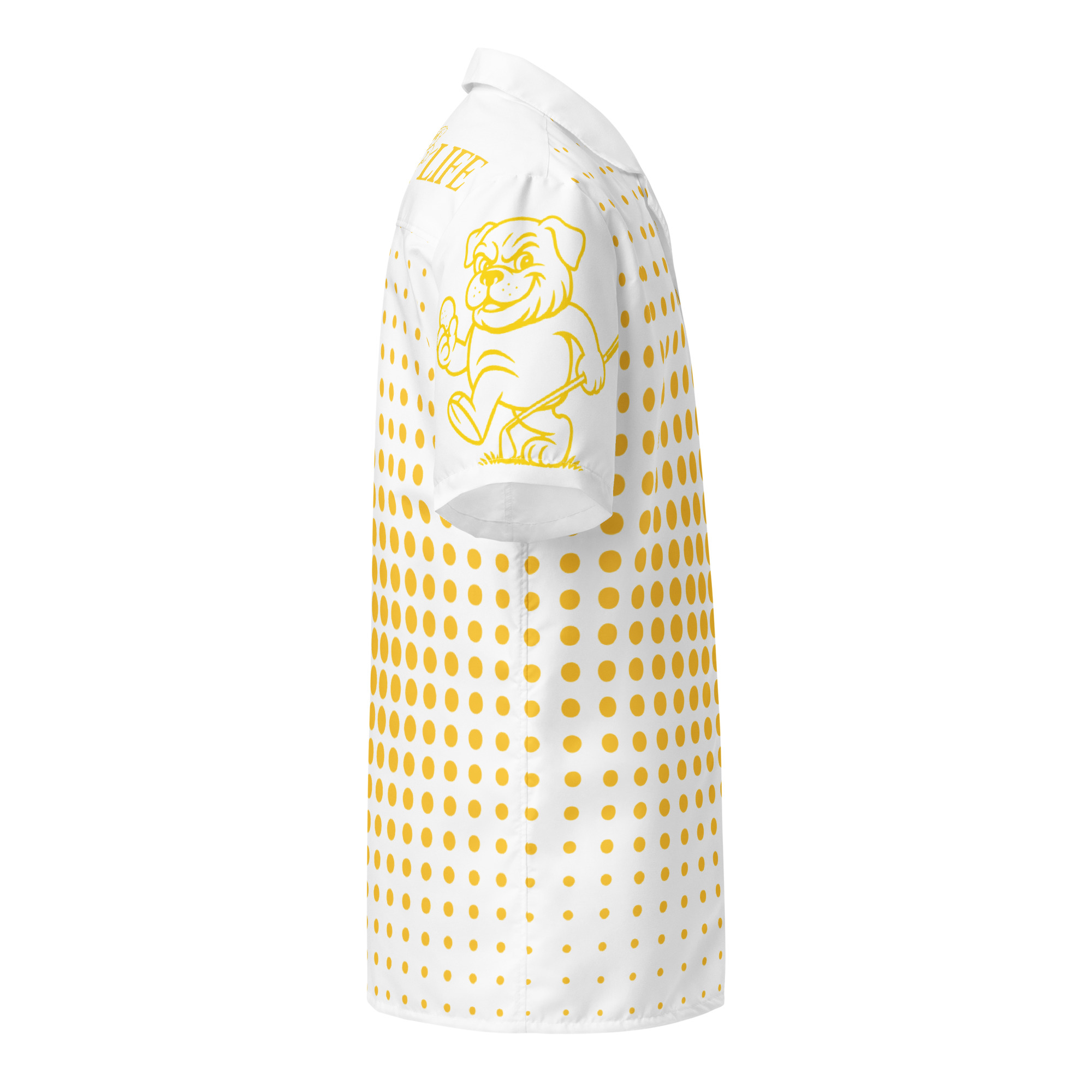 Ruff Life "Fade" Gold on White Button Up Golf Shirt