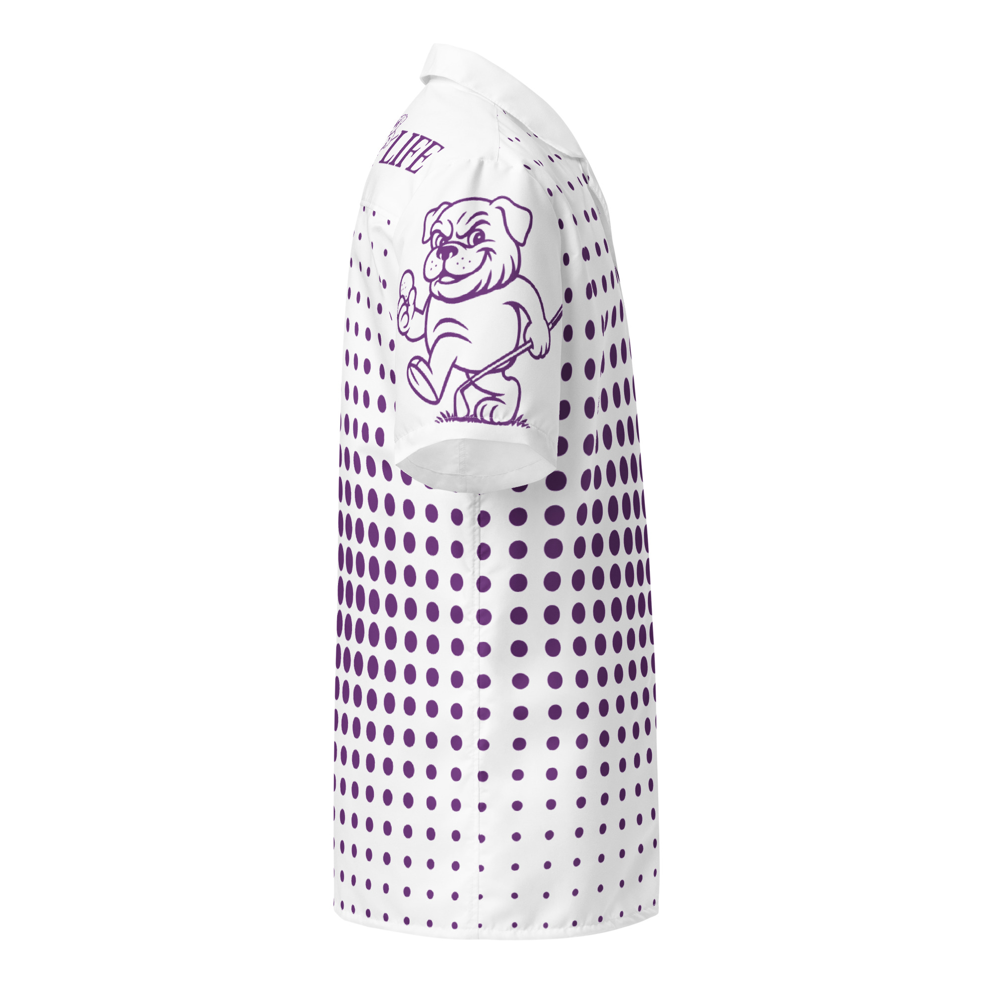 Ruff Life "Fade" Purple on White Button Up Golf Shirt