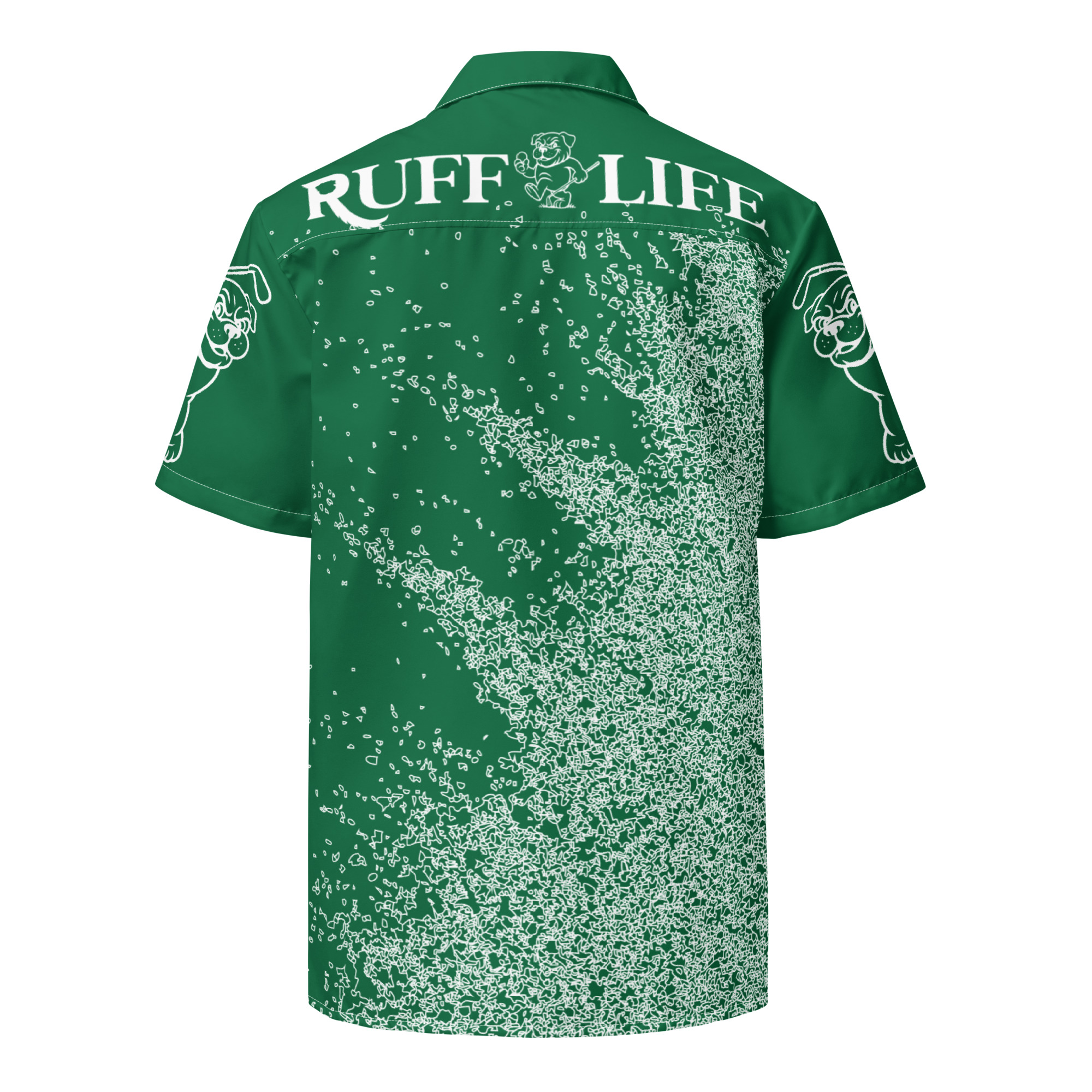 Ruff Life's "Blast Shot" Golf Shirt (White on Green)