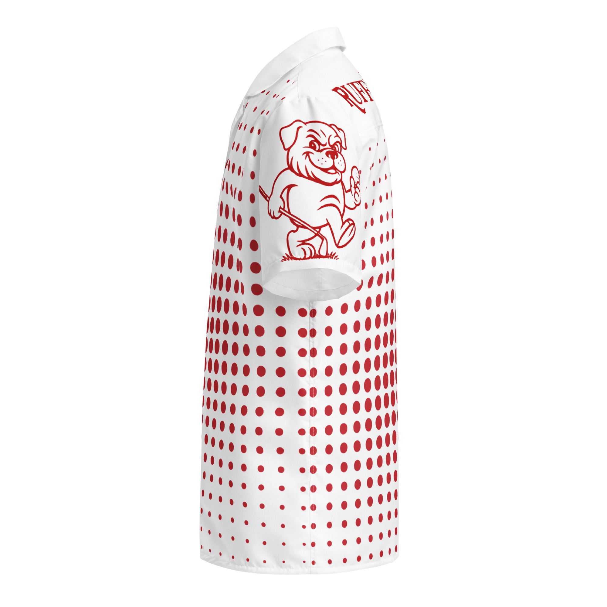 Ruff Life "Fade" Red on White Button Up Golf Shirt