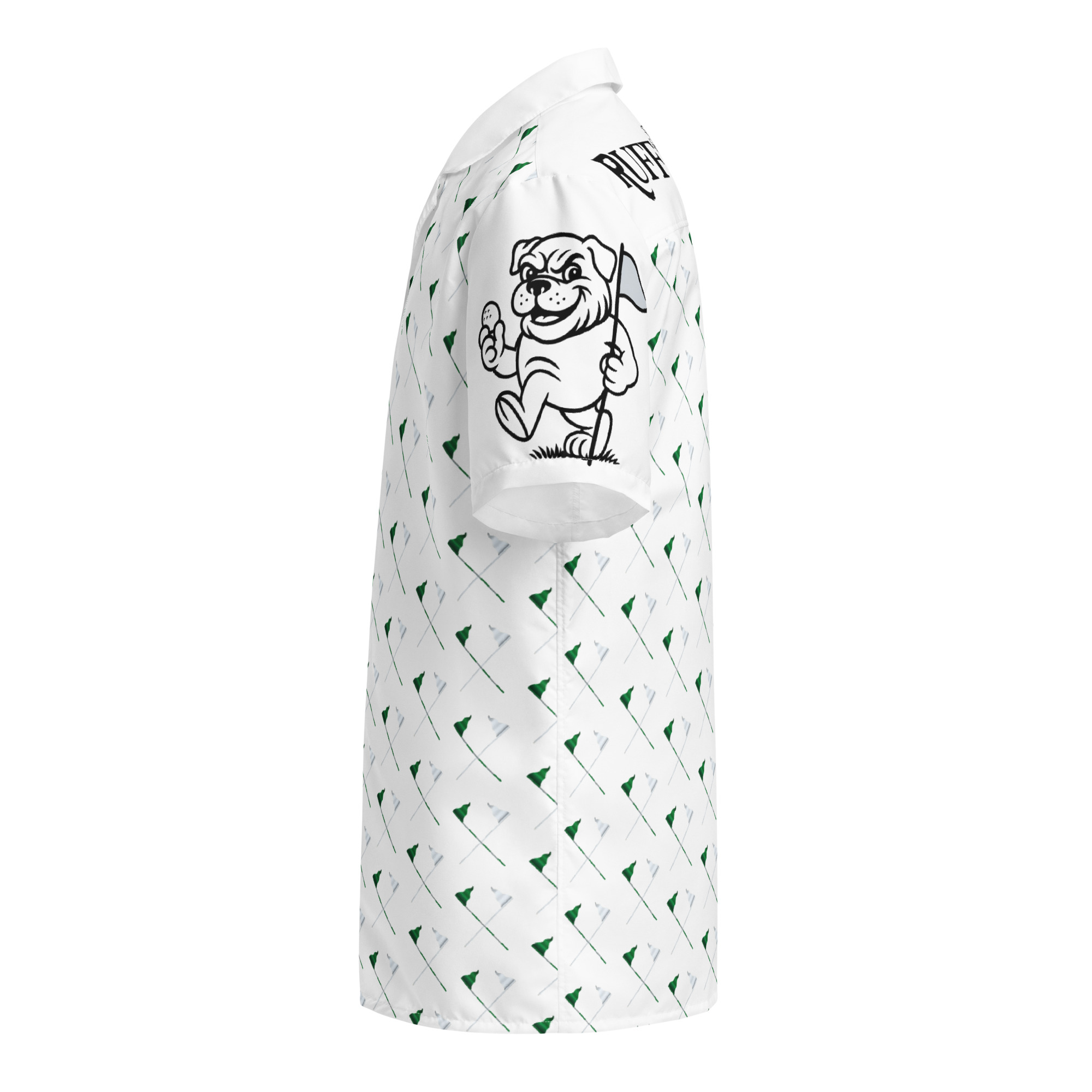 Ruff Life's "Pull the Pin" Golf Shirt (Green and Silver)