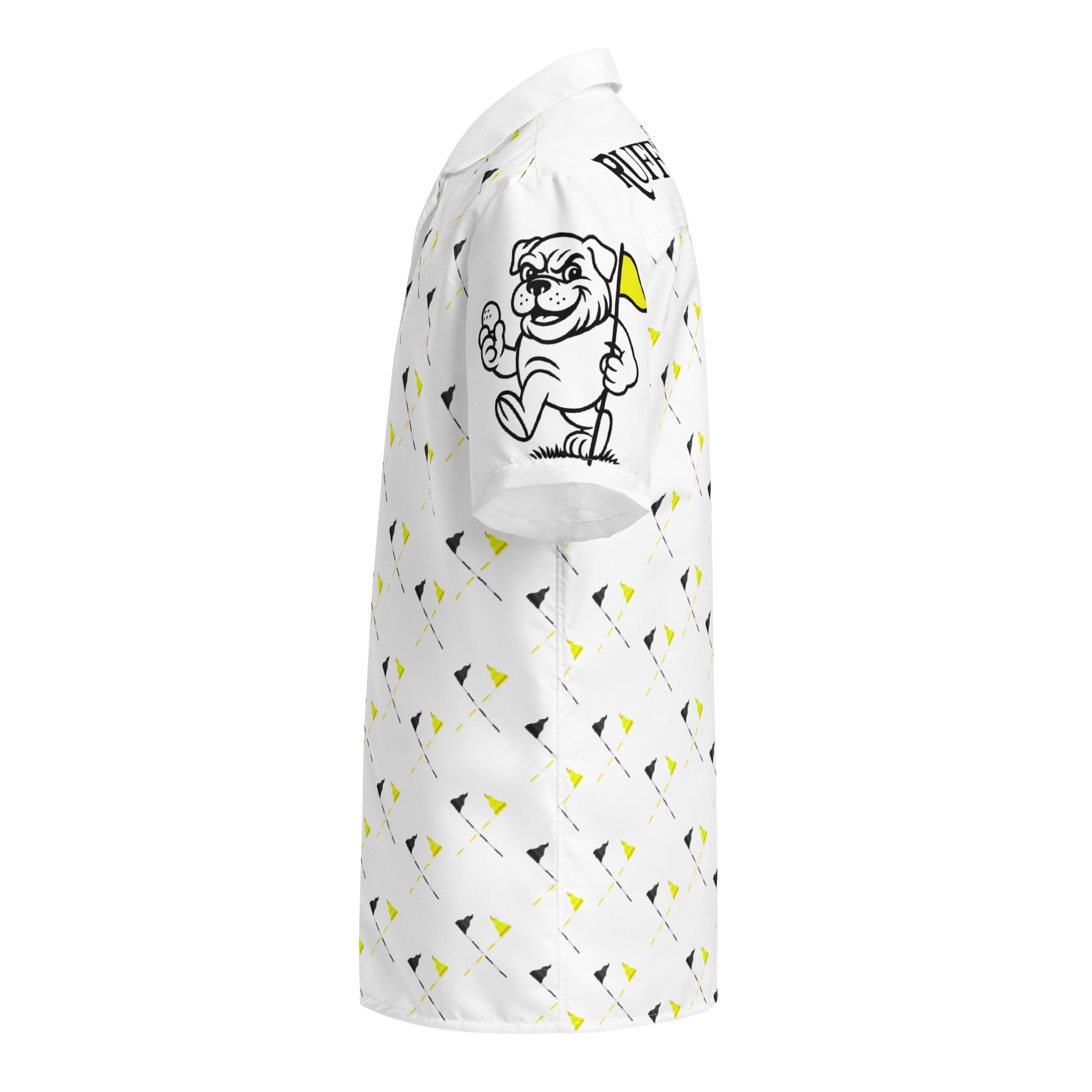 Ruff Life's "Pull the Pin" Golf Shirt (Black and Gold)