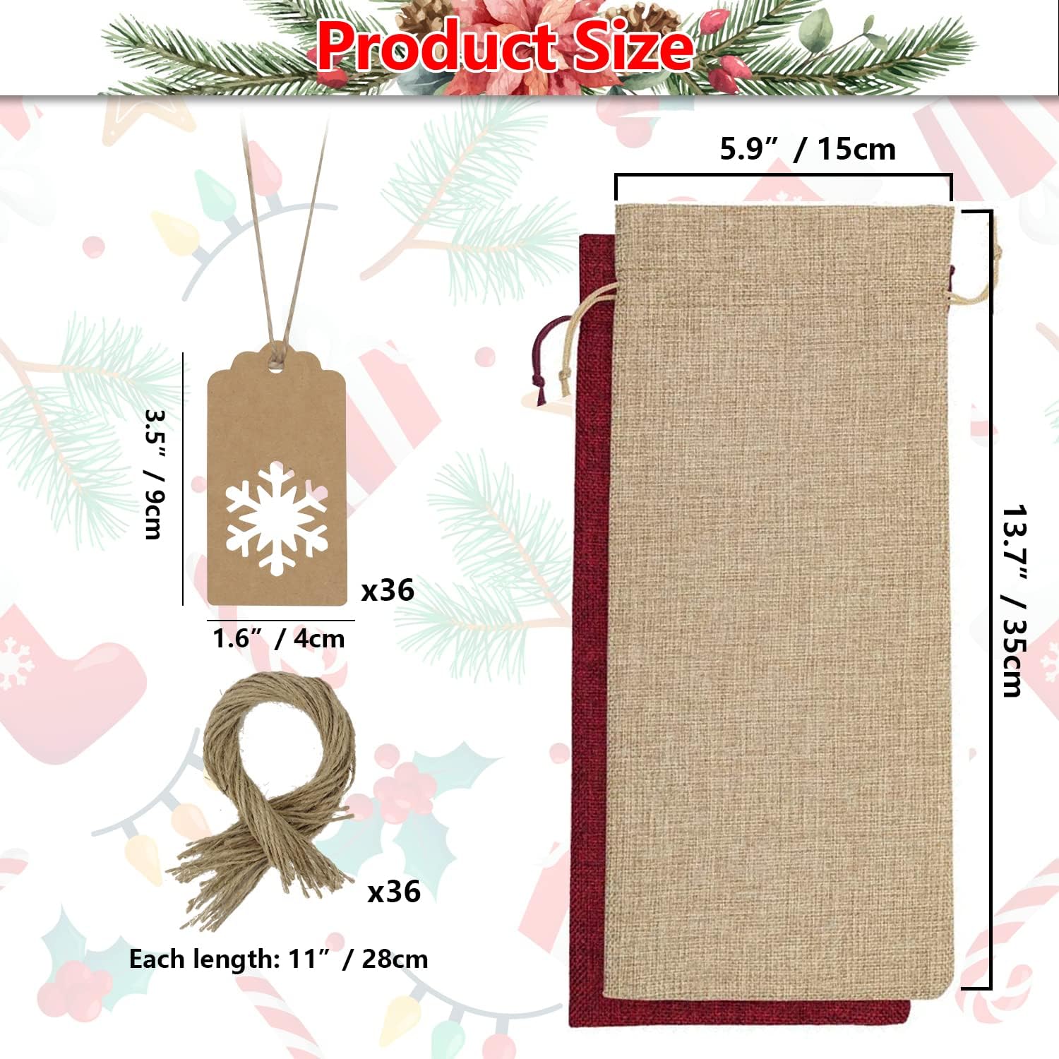 Burlap Wine Bottle Gift Bags
