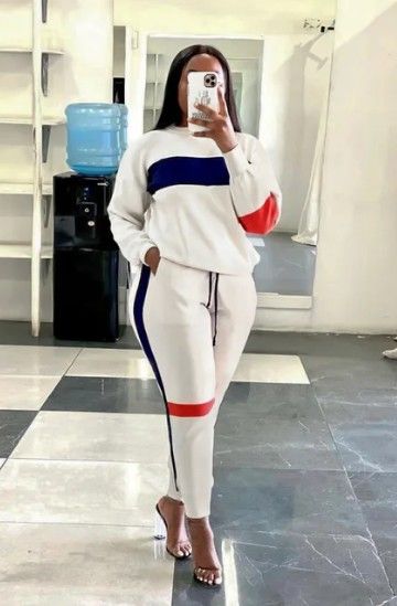 Women-Color Block Tracksuit wht/blk/red