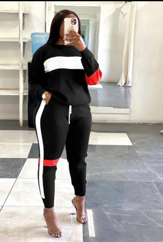 Women's Color Block Tracksuit blk/red/wht