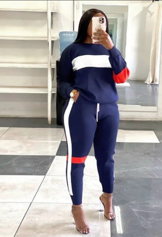 Women's Two-Piece Colorblock Tracksuit blu/wht/red