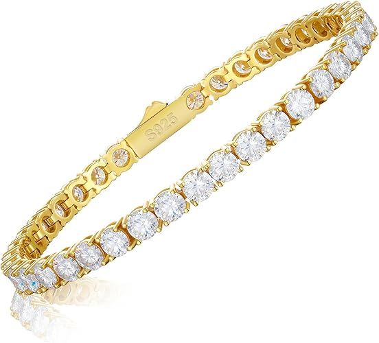 Gold Tennis Bracelet with Clear Stones