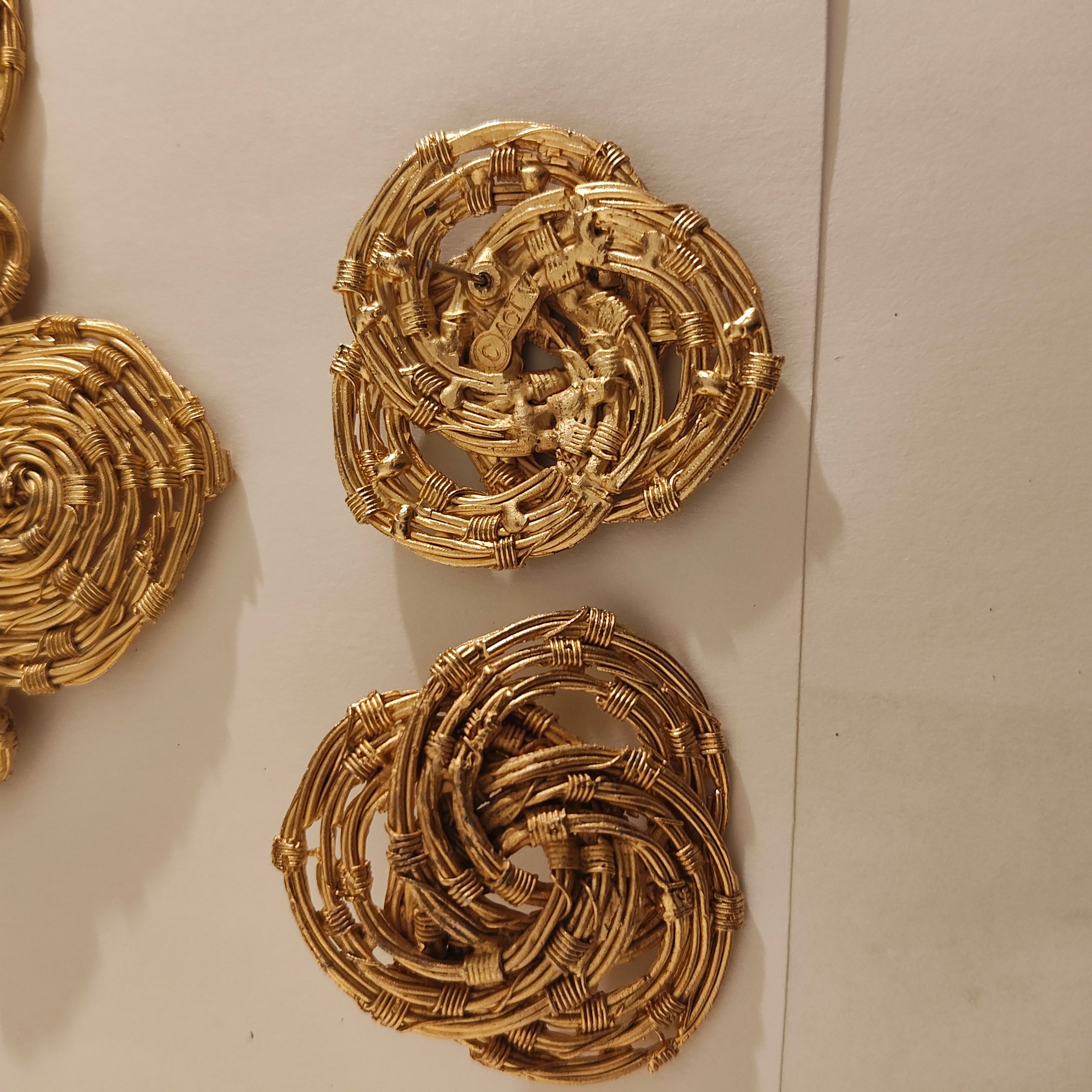 Handcrafted Gold Wire Necklace with Ear Rings