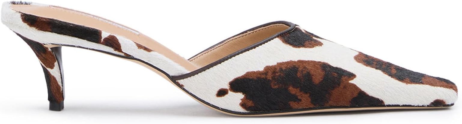 Cow Print Heeled Mule