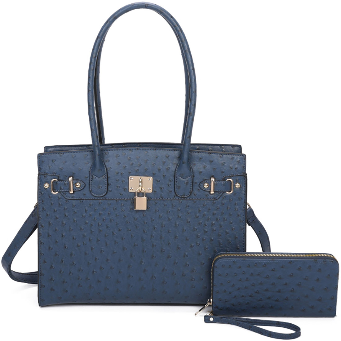 Elegant Blue Handbag and Wallet Set