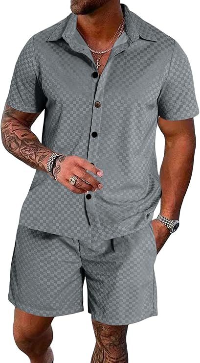 Men's Short Sleeve Shirt and Shorts Set