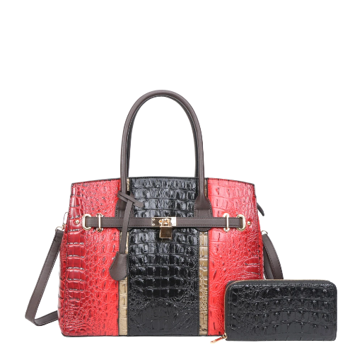 Elegant Croc-Pattern Handbag Set