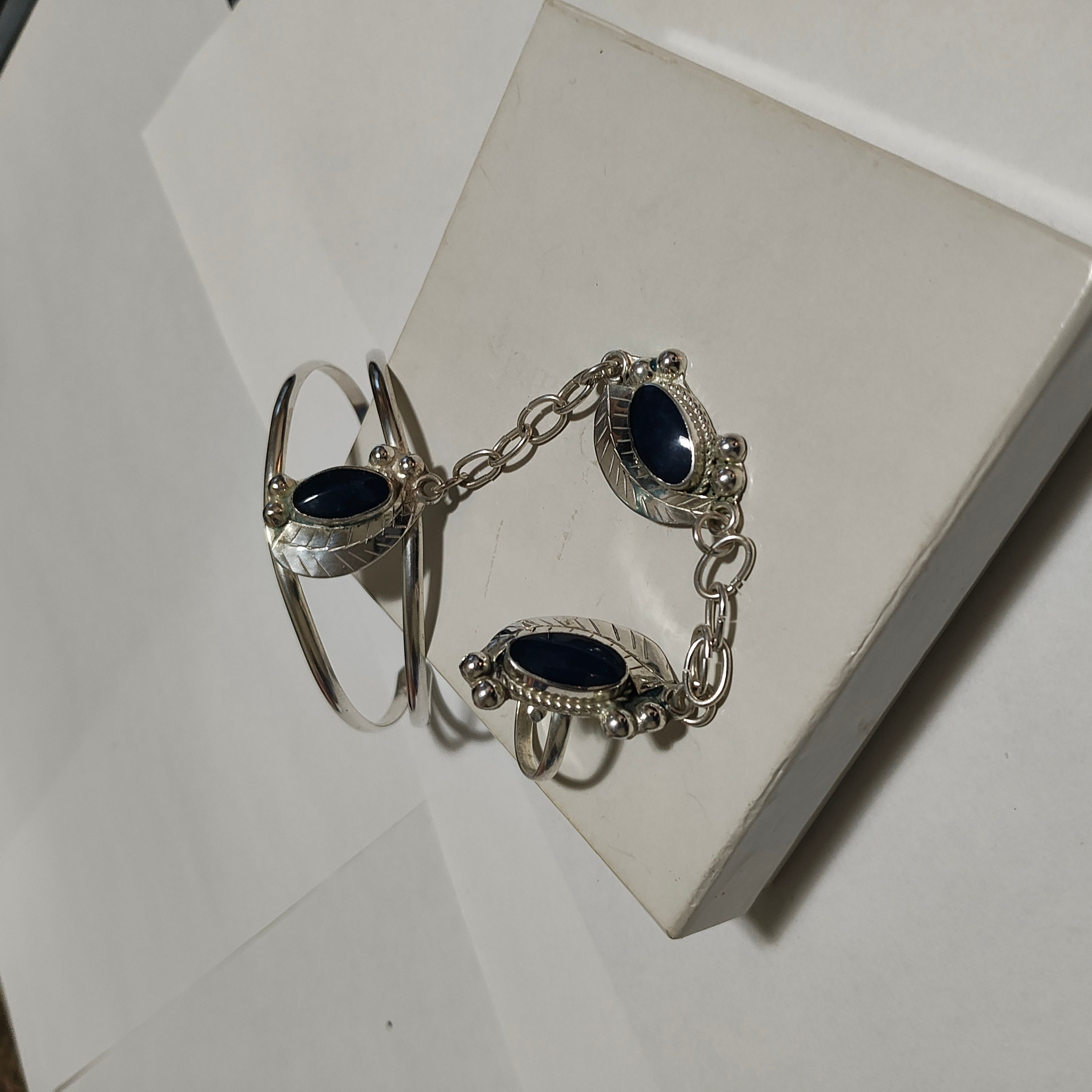 Elegant Silver Chain Bracelet and Ring Set