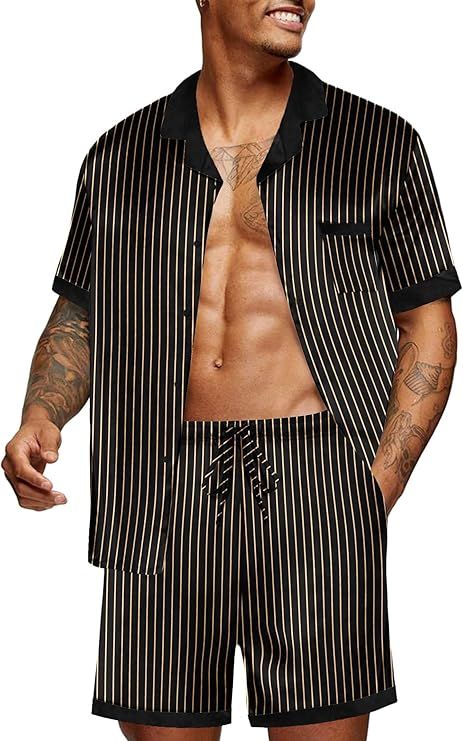 Men's Striped Short Sleeve Pajama Set