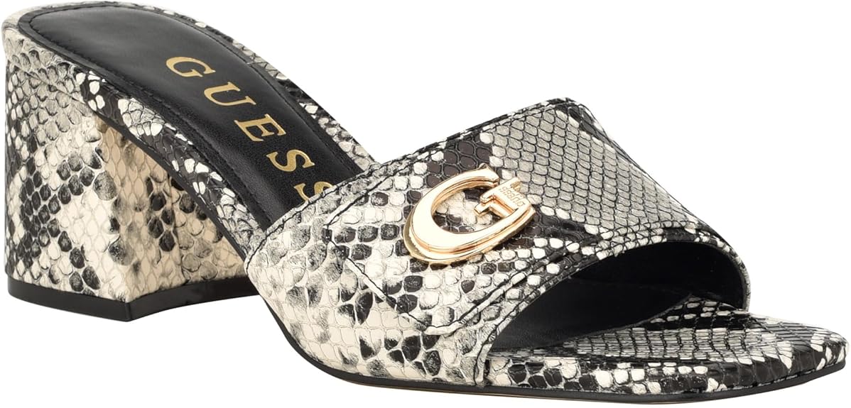 GUESS Snake Print Block Heel Sandal
