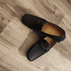 Marco Vitale-leather dress loafers Navy blue Sz: 12