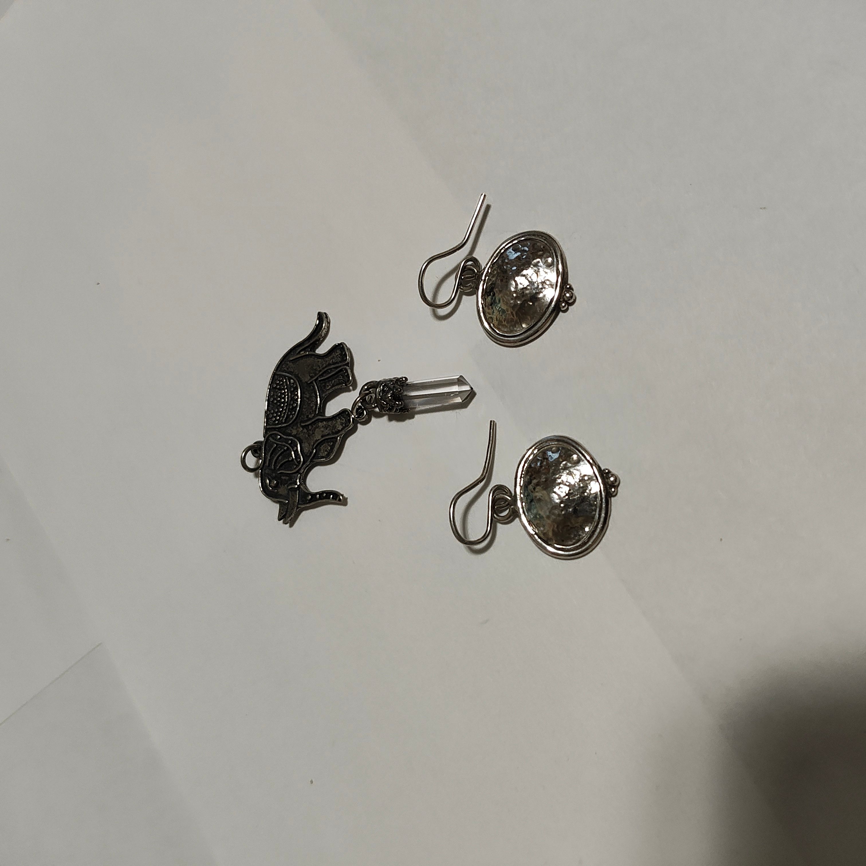 Elegant Silver Earrings and Elephant Keychain