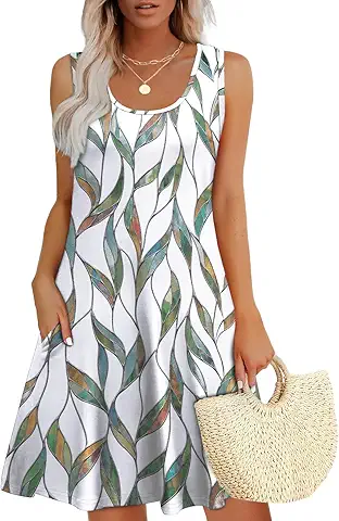 Sleeveless Leaf Print Summer Dress