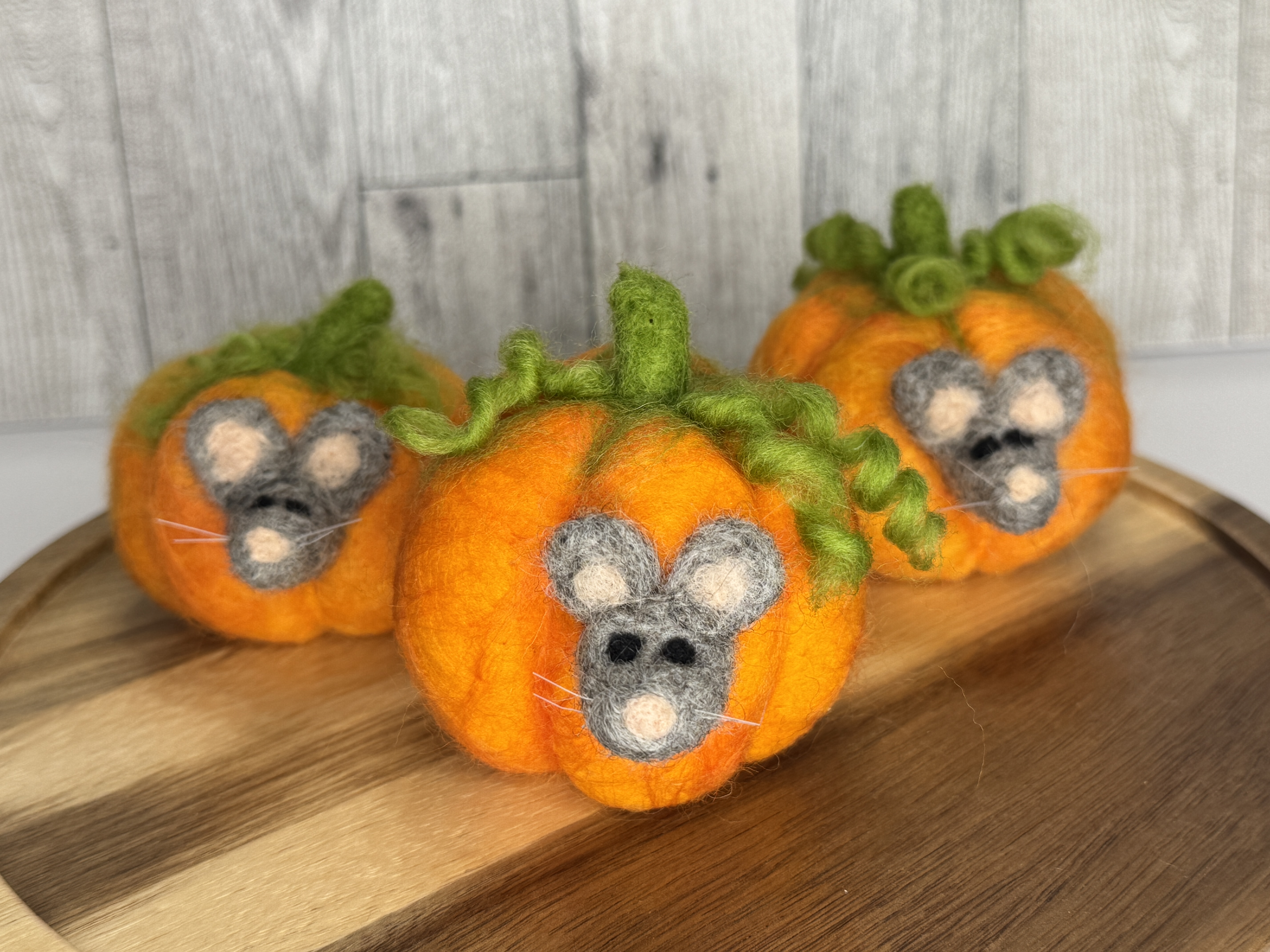 Needle Felted Pumpkin Mouse Decor