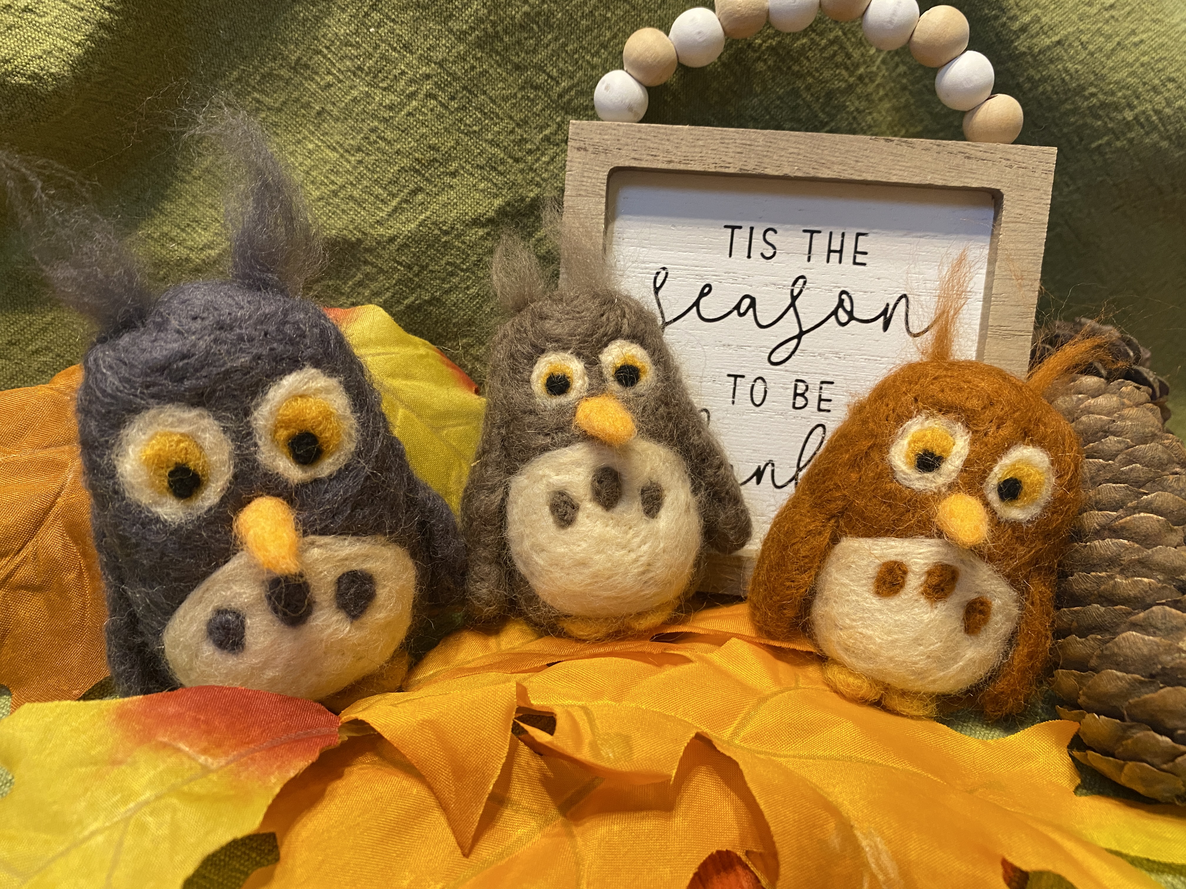 Handmade Felted Owl Decor