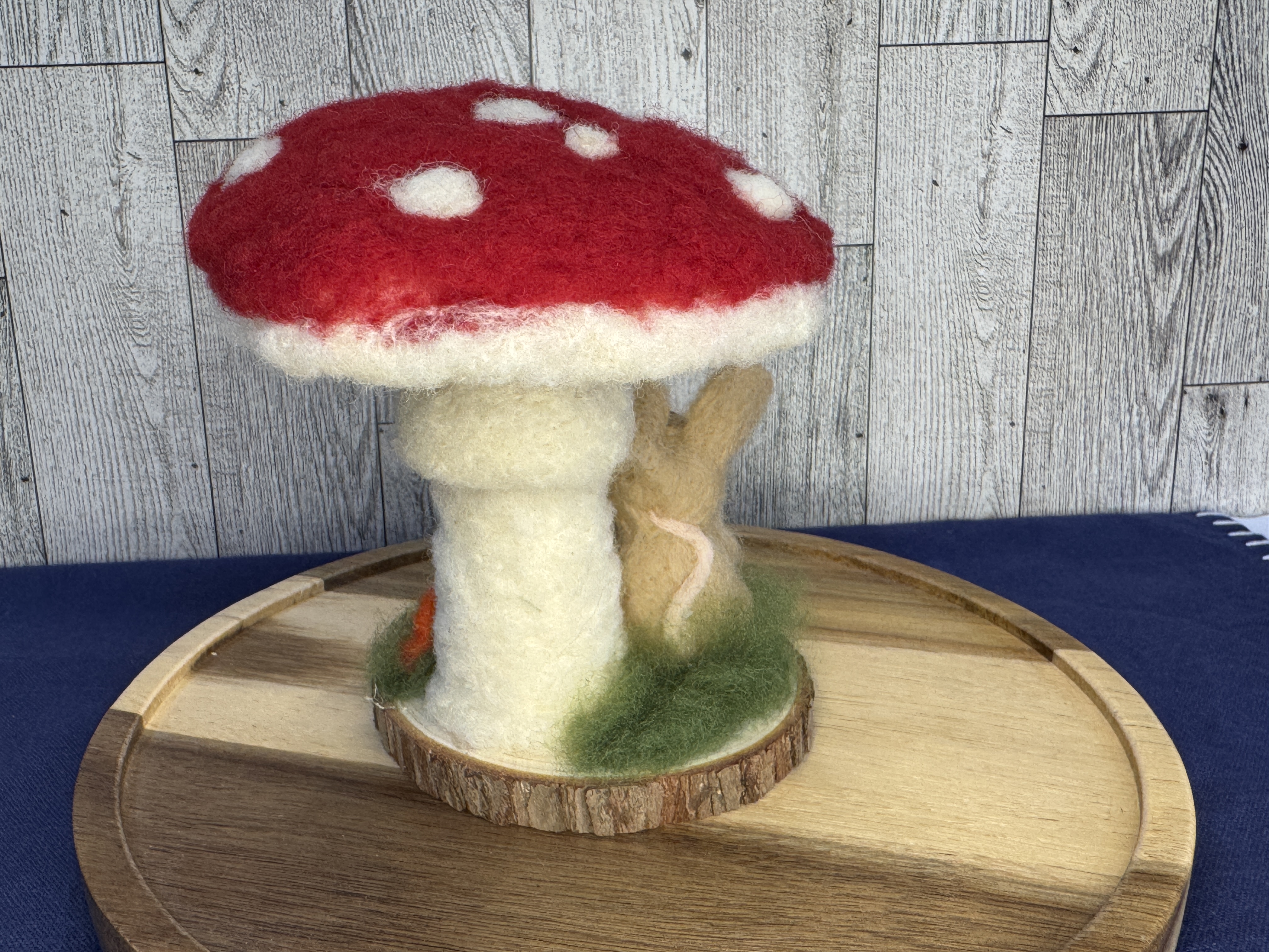 Handmade Felted Mouse and Mushroom Decoration