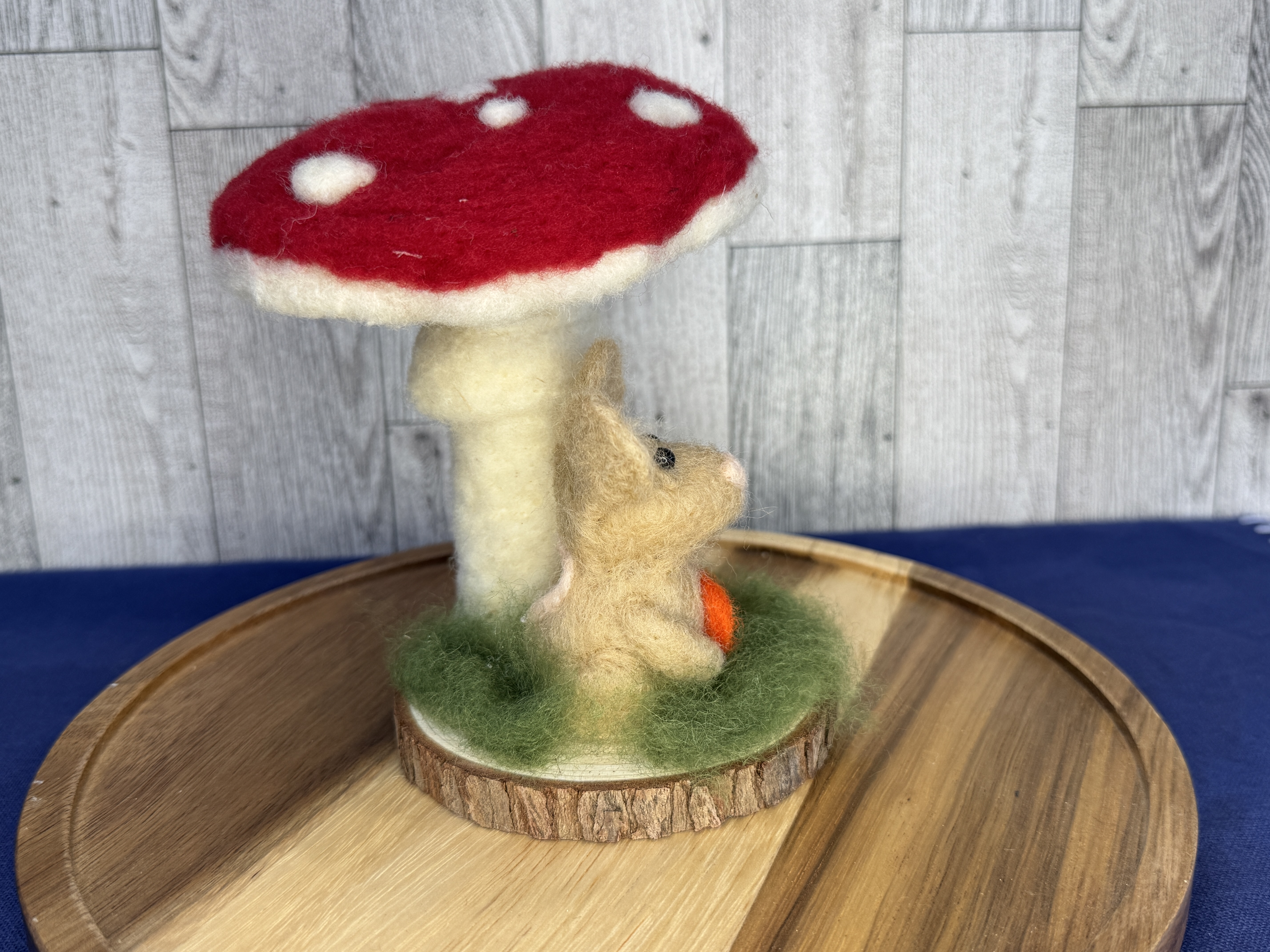 Handmade Felted Mouse and Mushroom Decoration