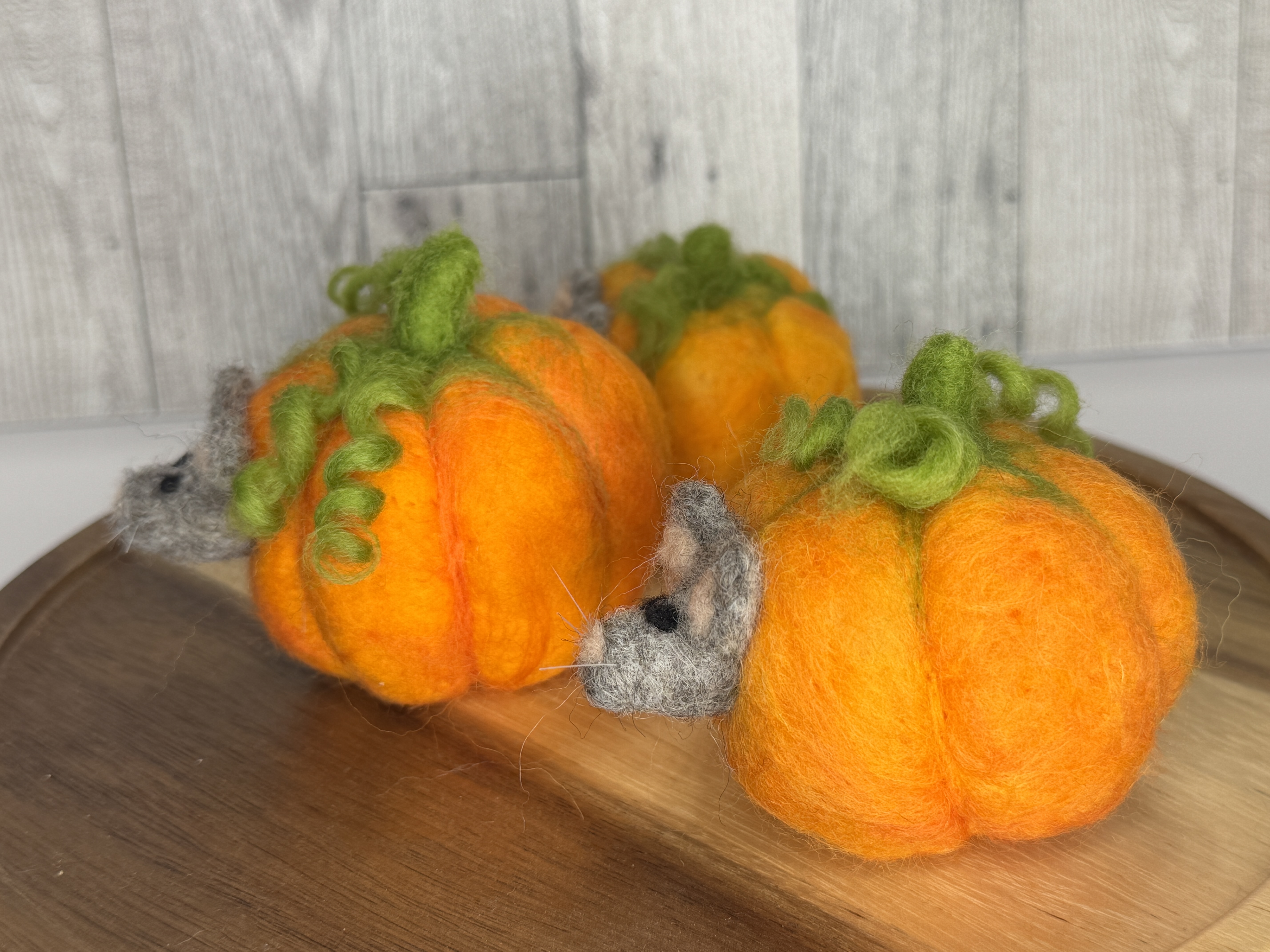 Needle Felted Pumpkin Mouse Decor