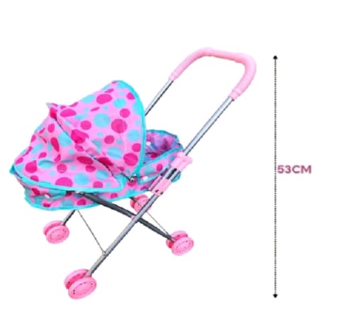 Carrinho de bebê Infantil Boneca Reborn Dobrável Grande Aço Ferro Metal Reforçado