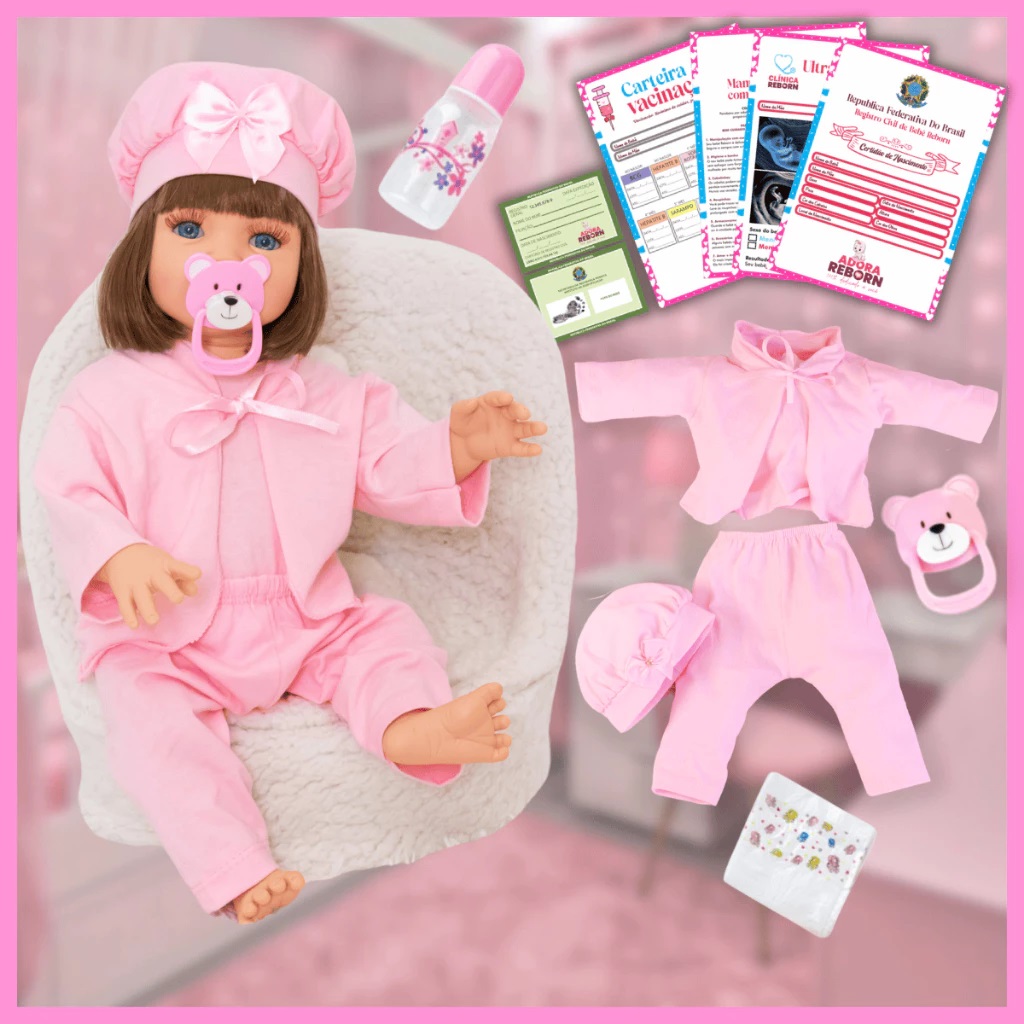Boneca Bebê Reborn Silicone Bebe Barata Realista 100% Vinil siliconado + itens