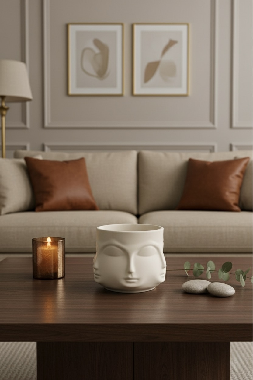 Face Sculpture Ceramic Jar – Luxury Multipurpose Décor & Candle Holder